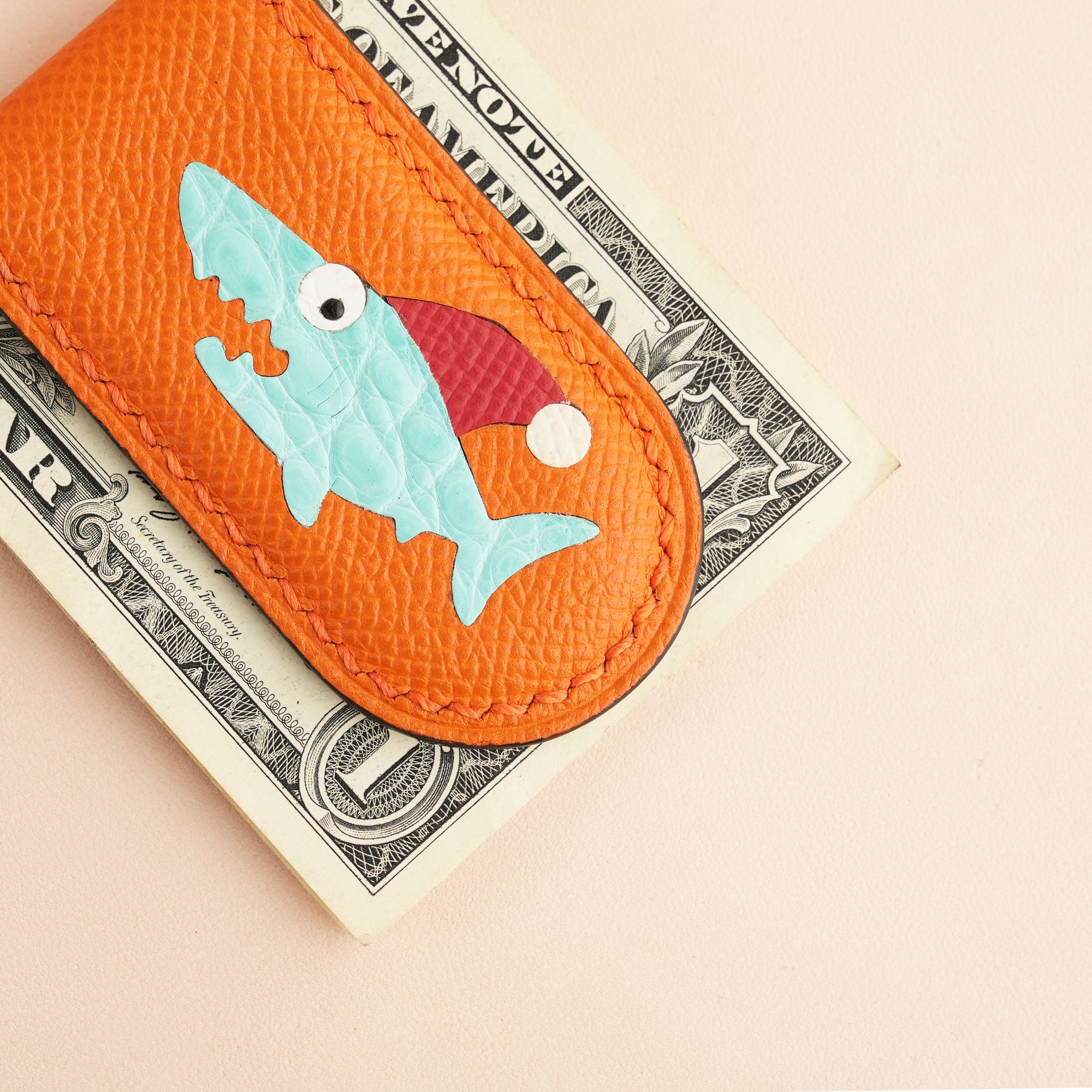 Christmas Epsom Leather Money Clip - Baby Shark