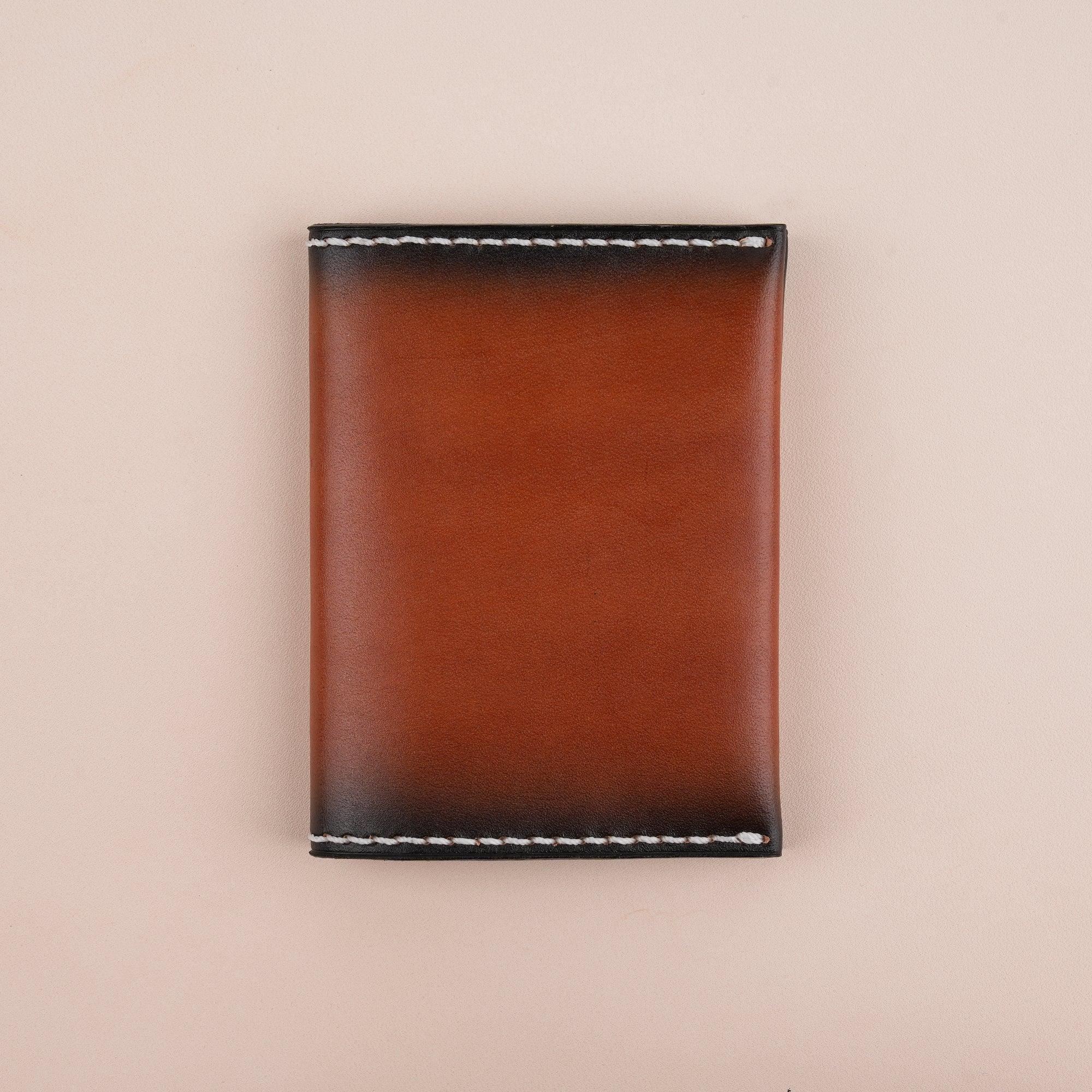 Patina Brown Leather Slim Bifold Card Wallet - WildandKing