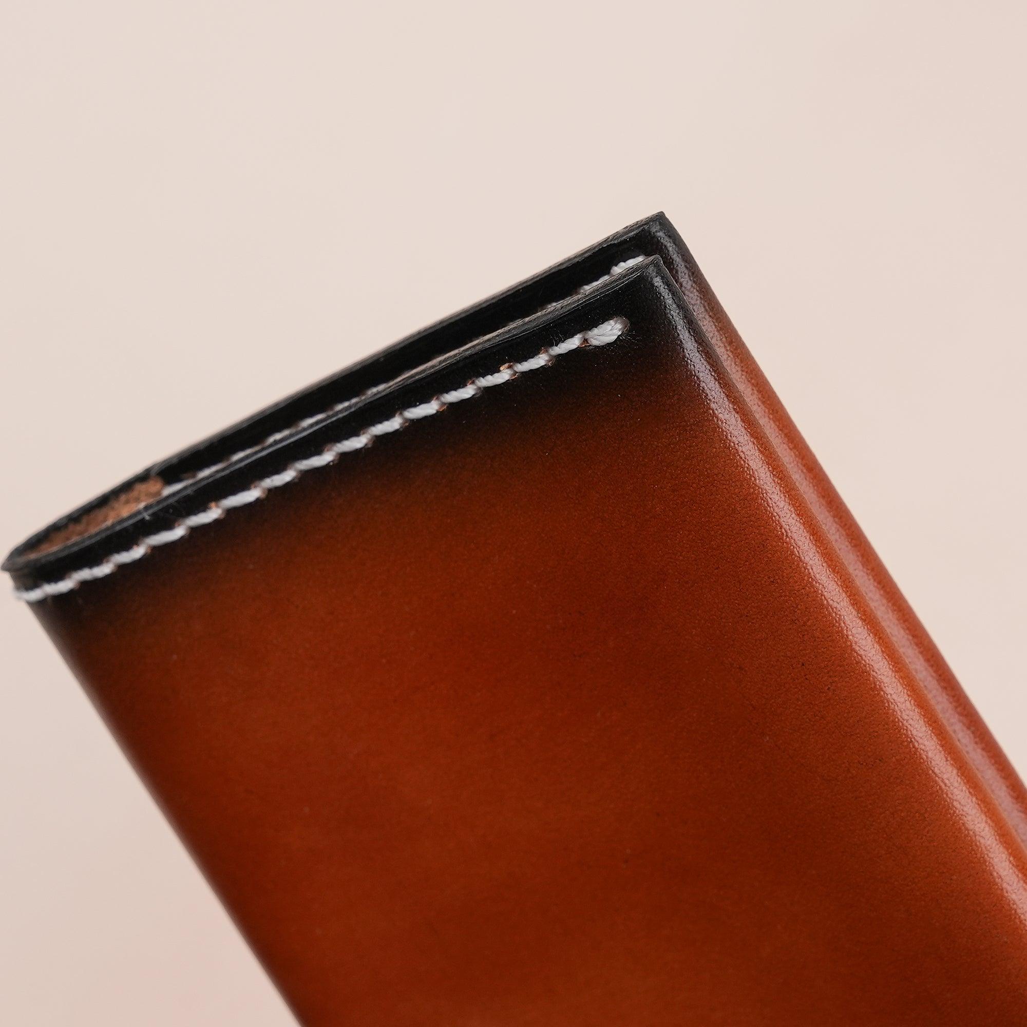 Patina Brown Leather Slim Bifold Card Wallet - WildandKing