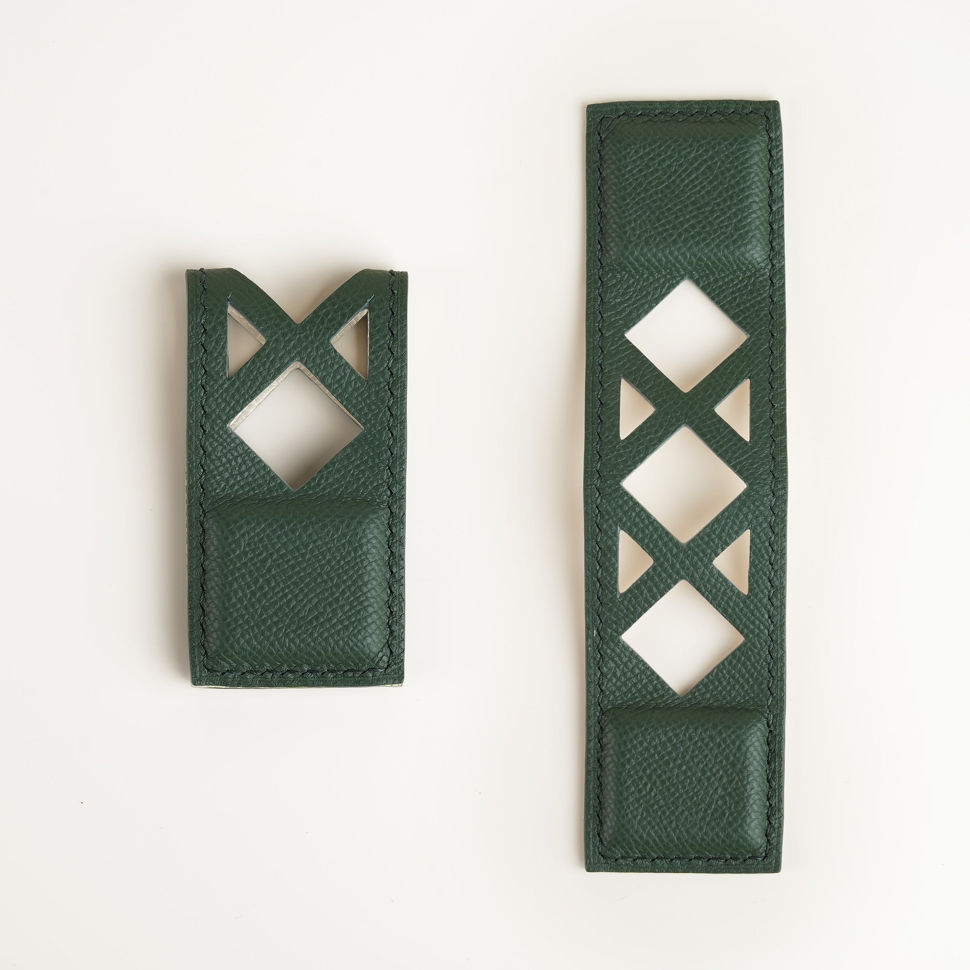 Forest Geometric Epsom Leather Money Clip - Square Shape