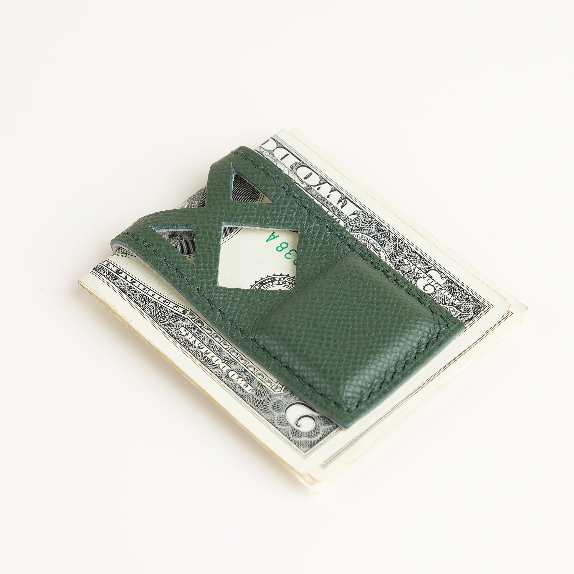 Forest Geometric Epsom Leather Money Clip - Square Shape