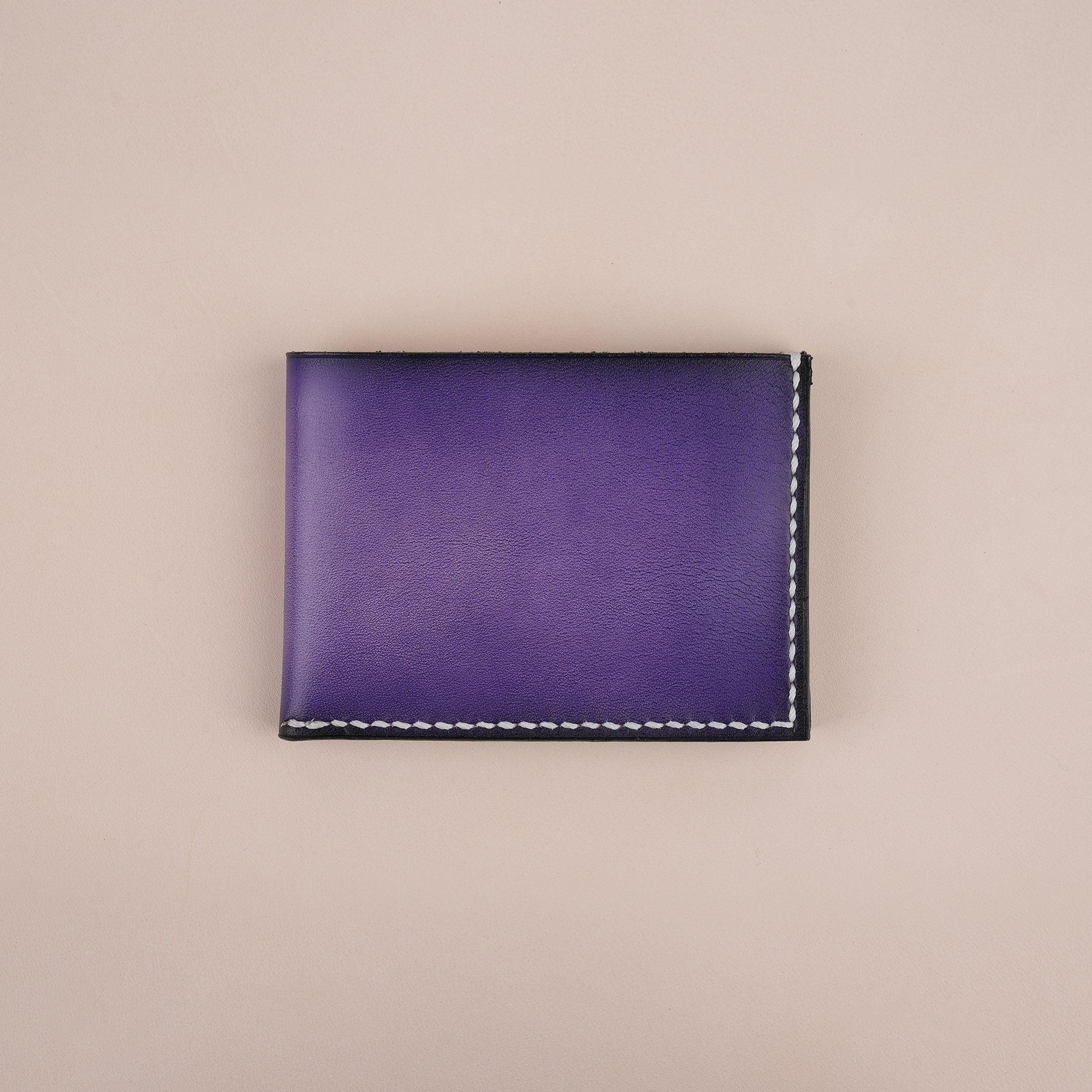 Patina Purple Leather Bifold Wallet Mens - WildandKing