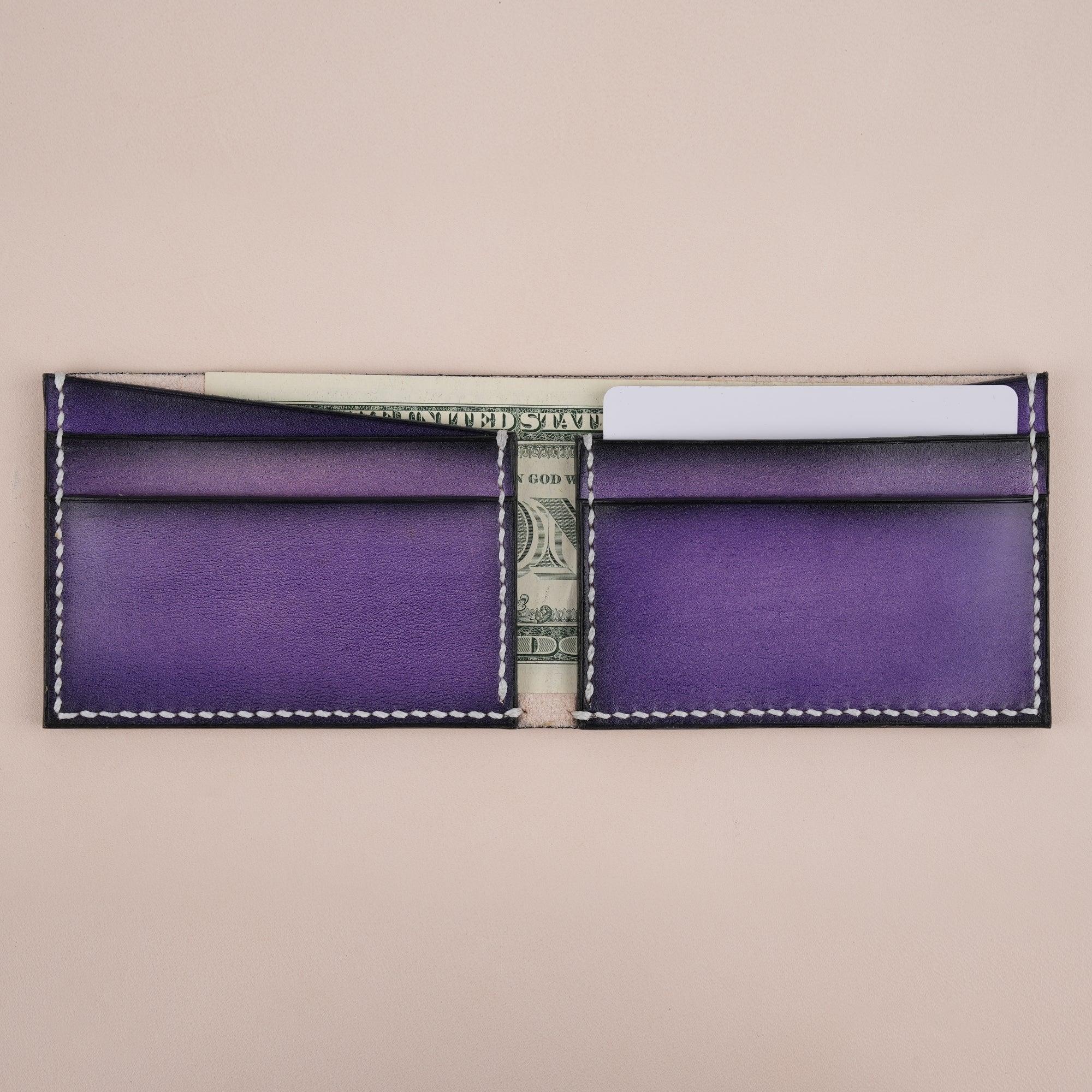 Patina Purple Leather Bifold Wallet Mens - WildandKing