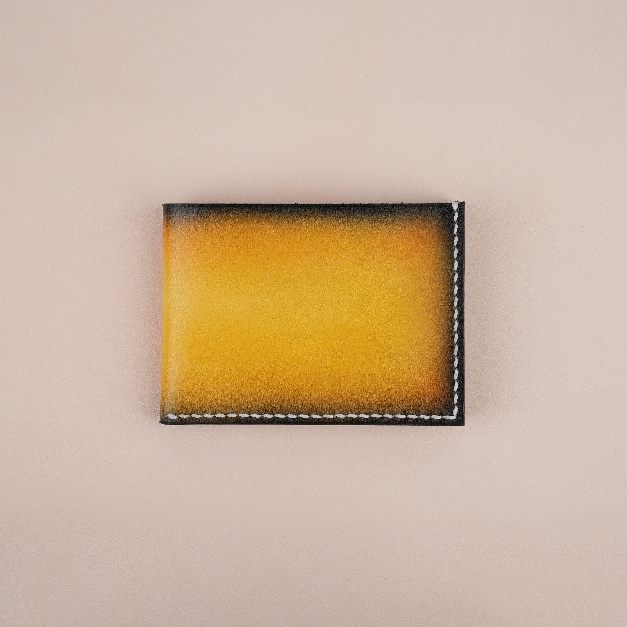 Patina Yellow Leather Bifold Wallet Mens - WildandKing