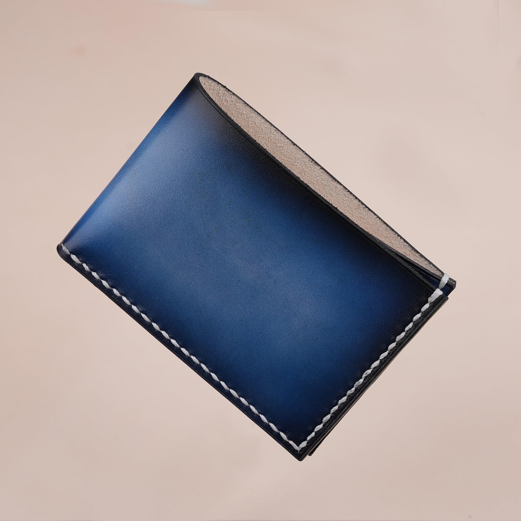 Patina Blue Leather Bifold Wallet Mens - WildandKing