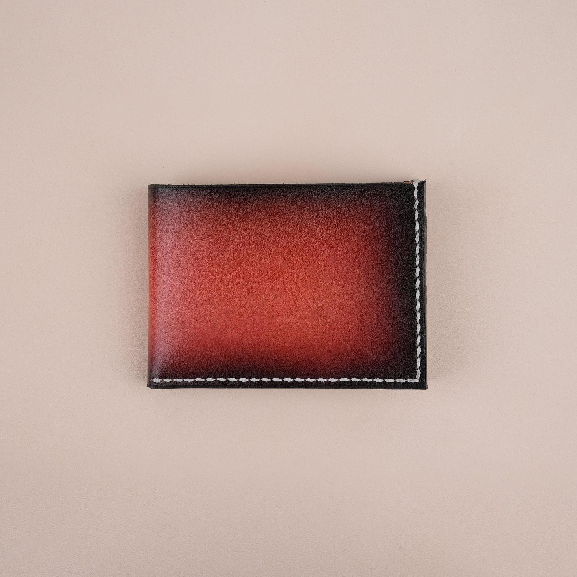 Patina Red Leather Bifold Wallet Mens - WildandKing