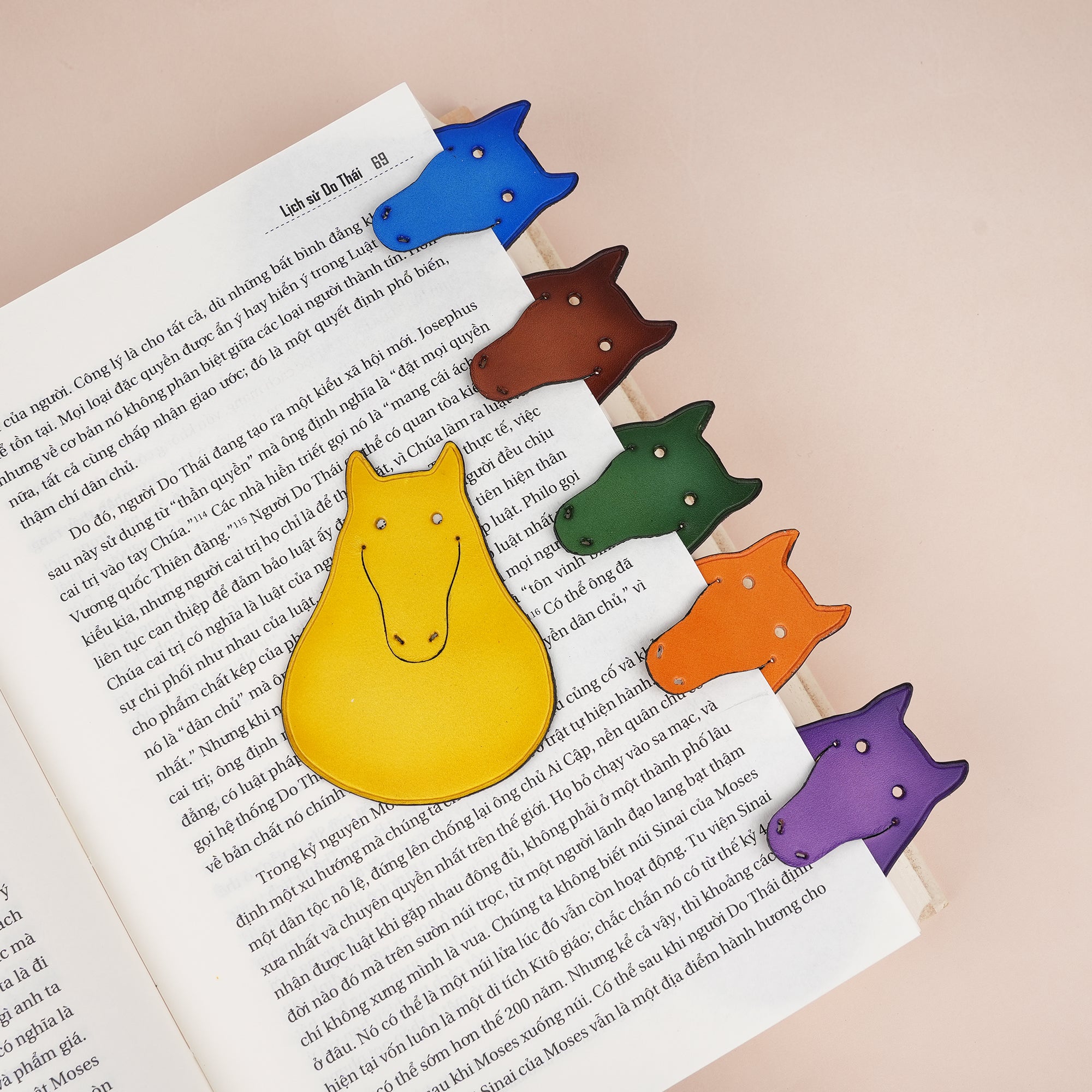 Funny Horse Leather Bookmark