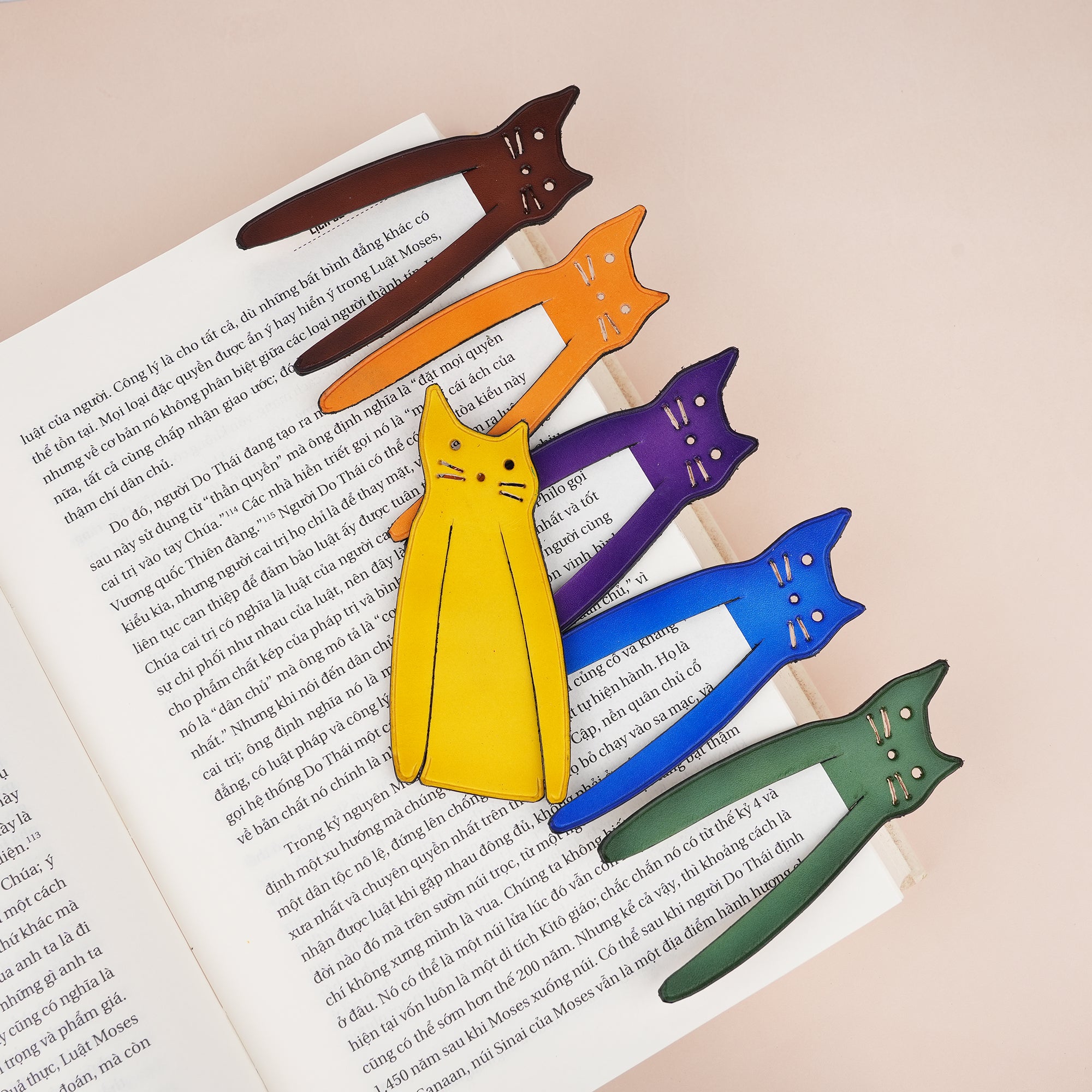 Funny Cat Leather Bookmark