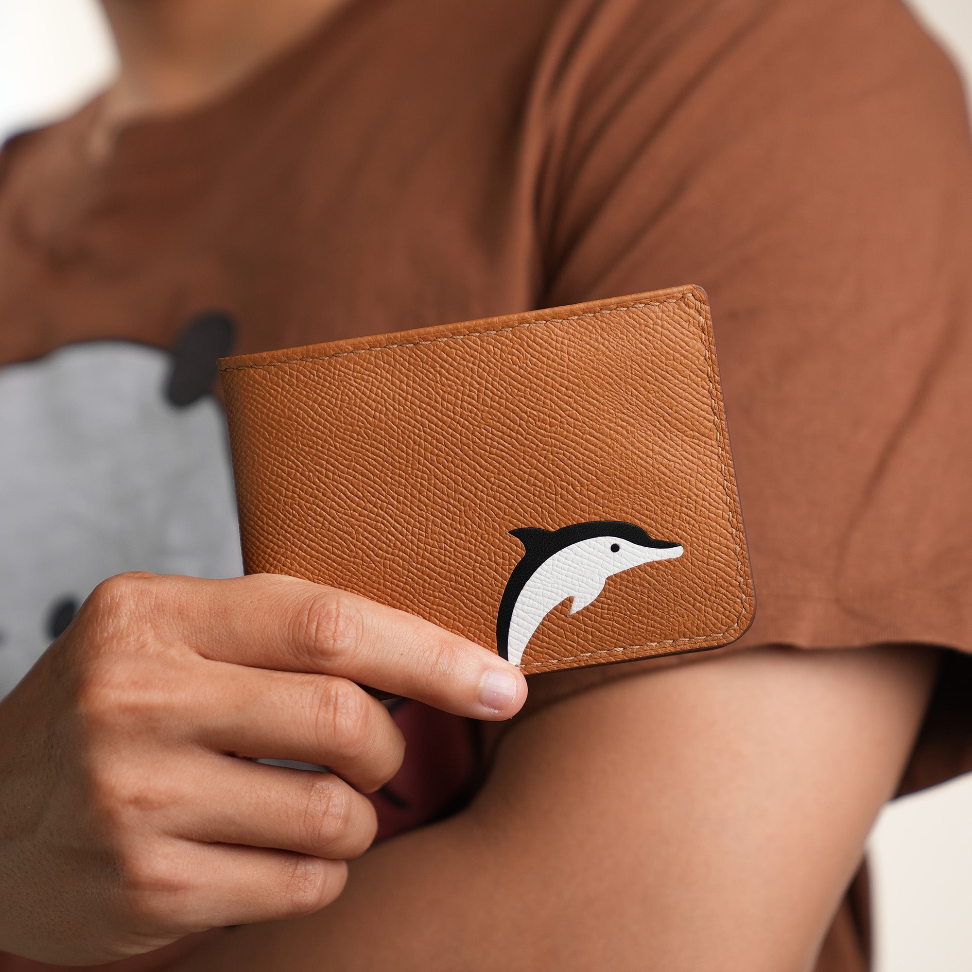 Golden Epsom Leather Wing Bifold Wallet - Stupid Dolphin