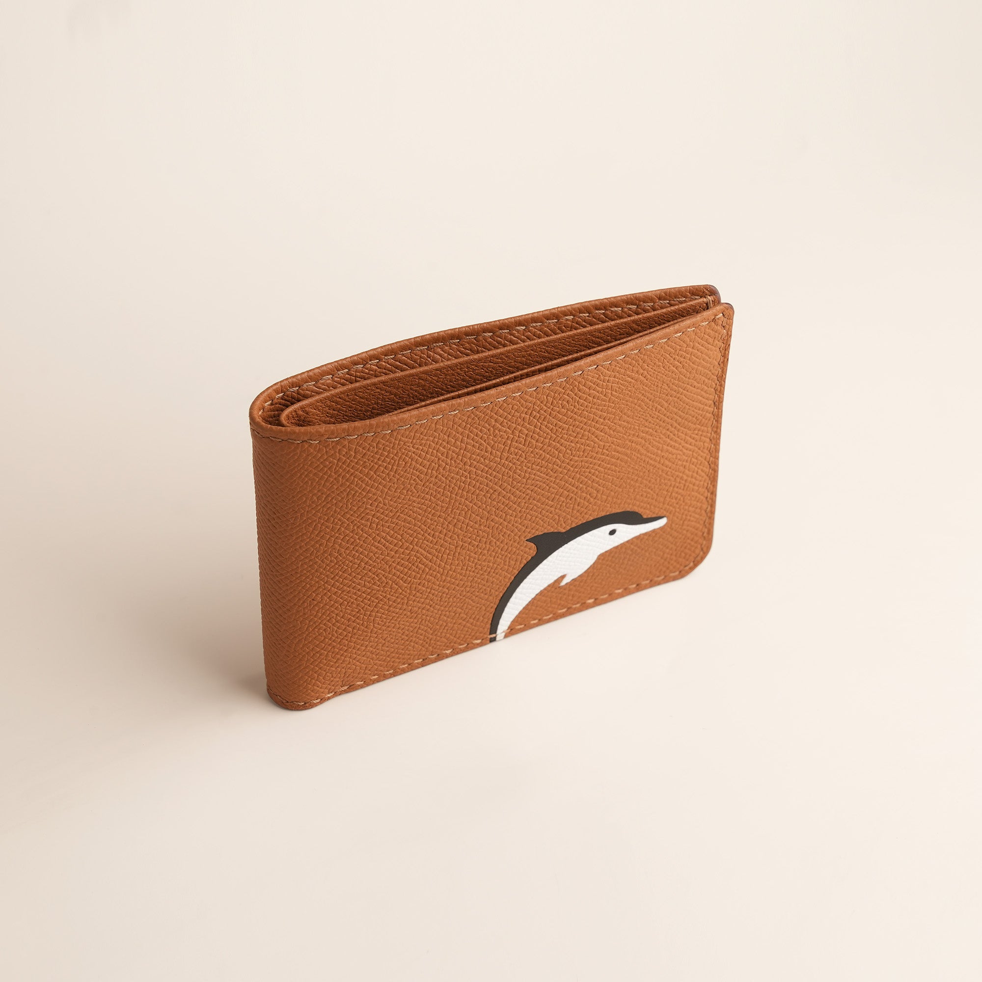 Golden Epsom Leather Wing Bifold Wallet - Stupid Dolphin