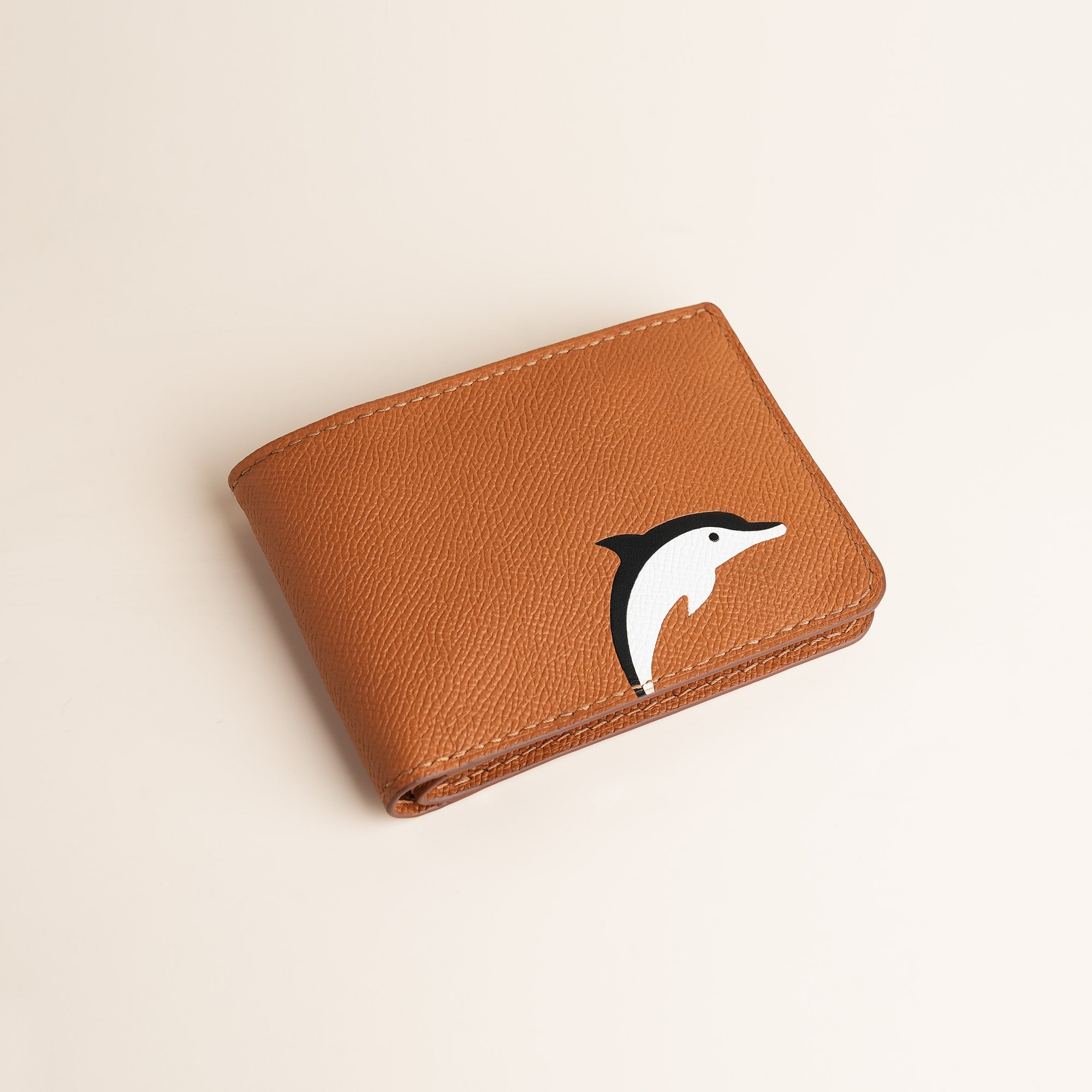 Golden Epsom Leather Wing Bifold Wallet - Stupid Dolphin