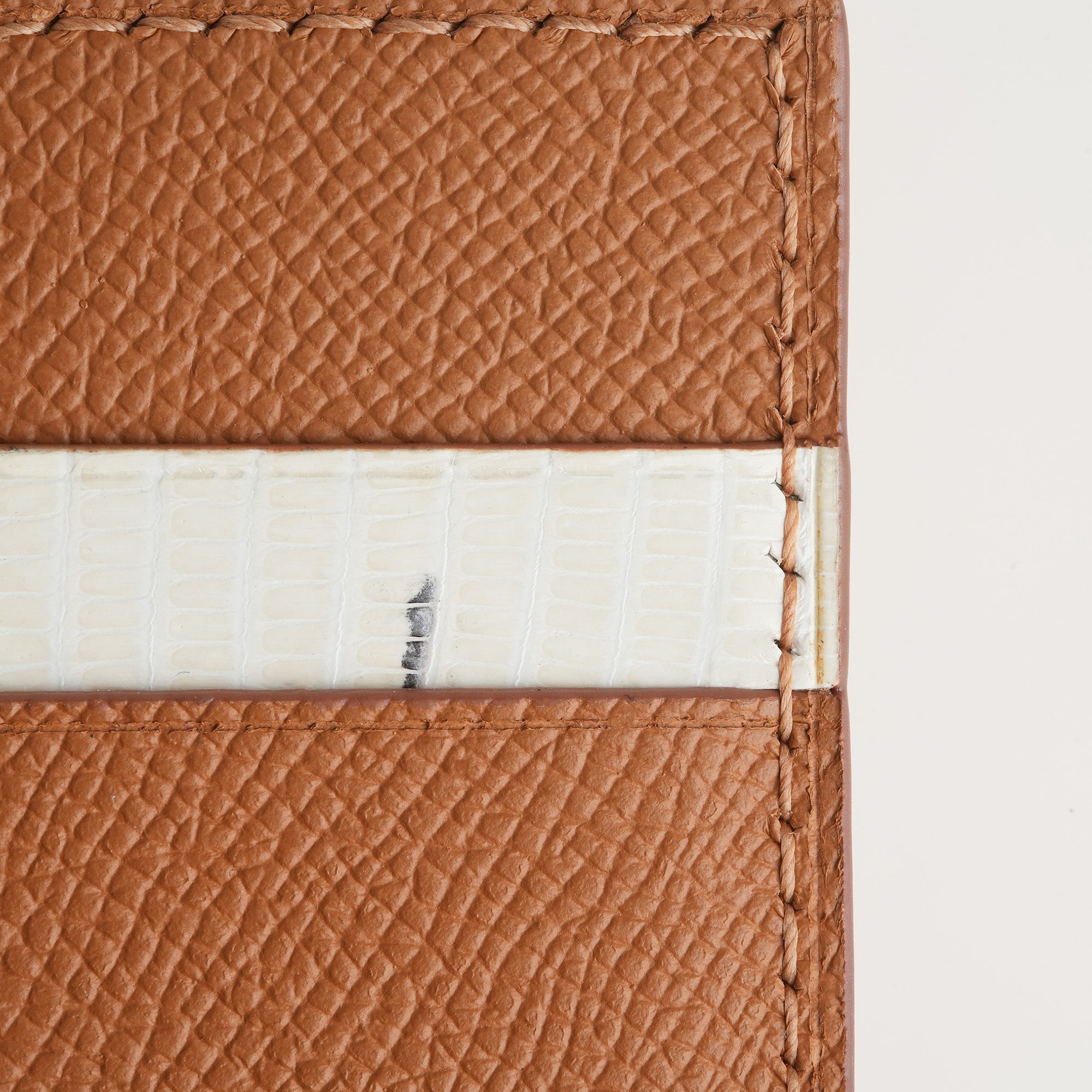 Golden Epsom mix Lizard Leather Bifold Wallet - Natural Pattern