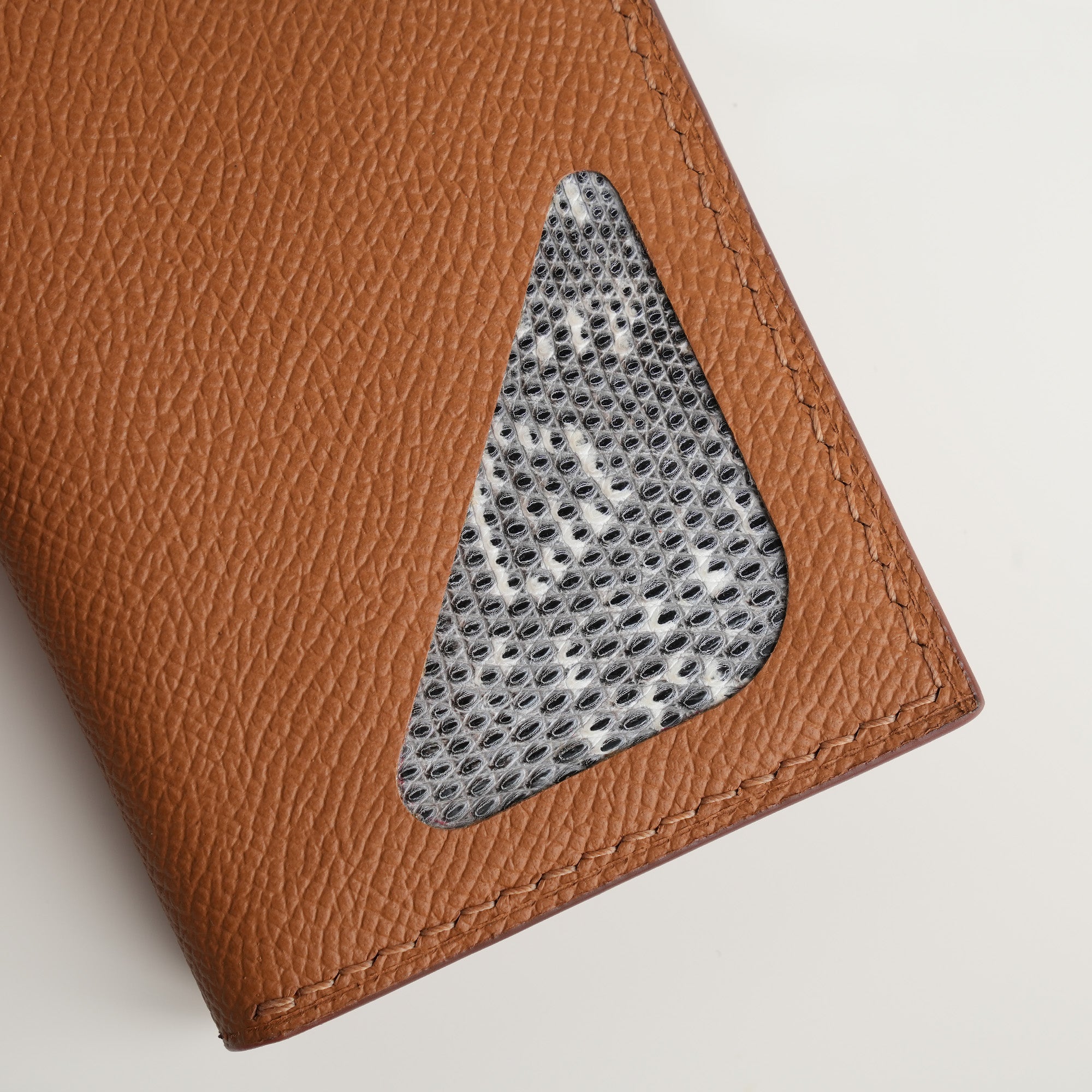 Golden Epsom mix Lizard Leather Bifold Wallet - Natural Pattern