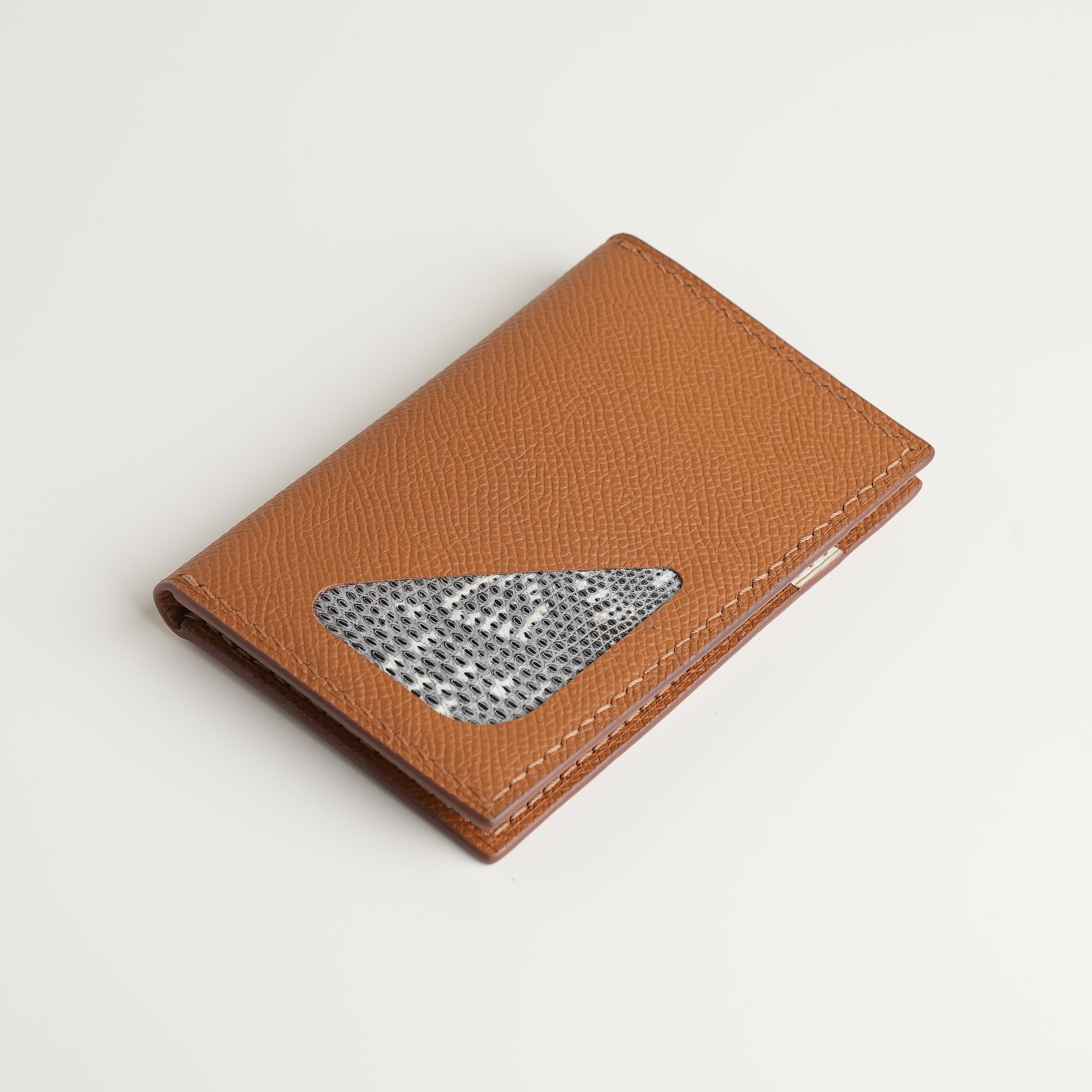 Golden Epsom mix Lizard Leather Bifold Wallet - Natural Pattern