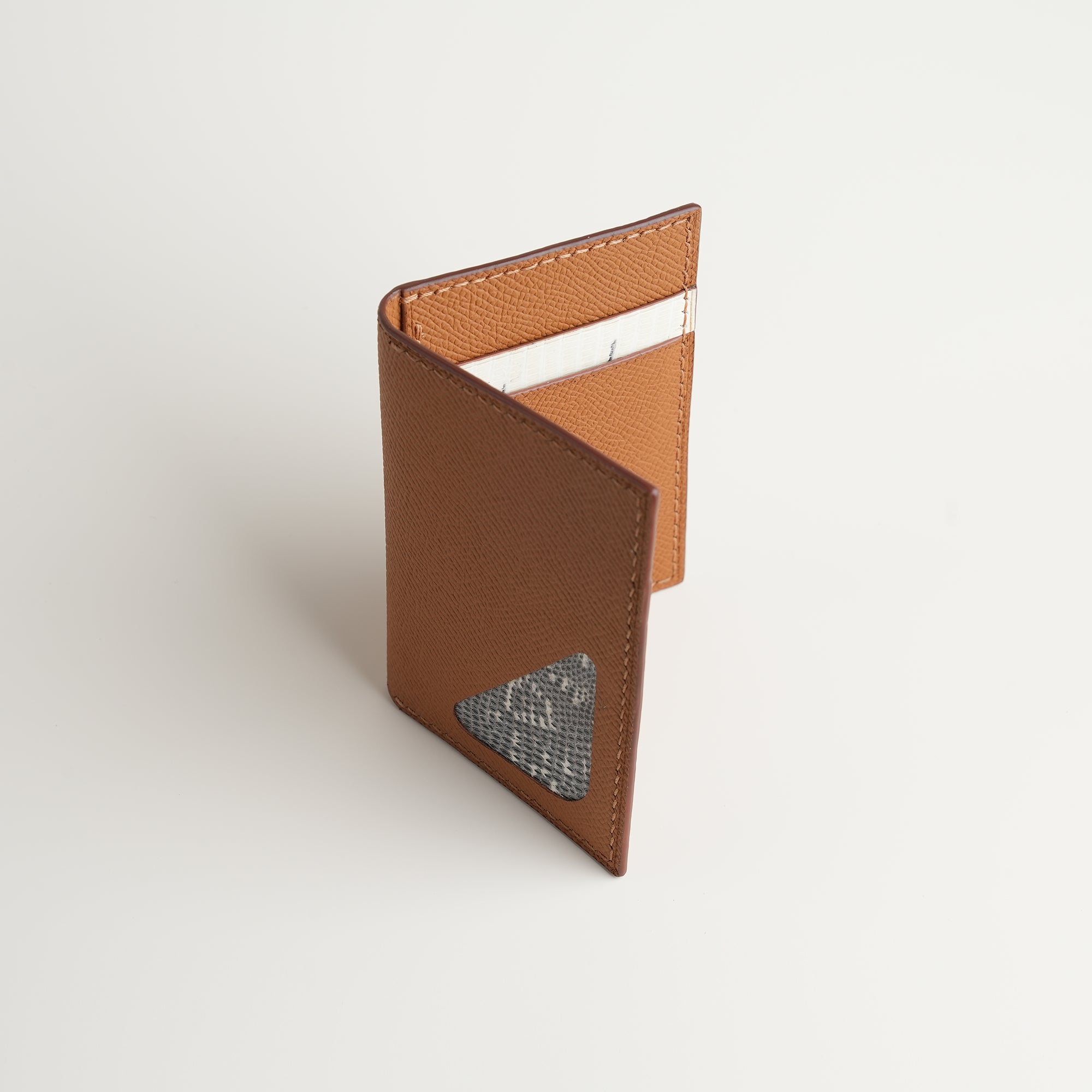Golden Epsom mix Lizard Leather Bifold Wallet - Natural Pattern