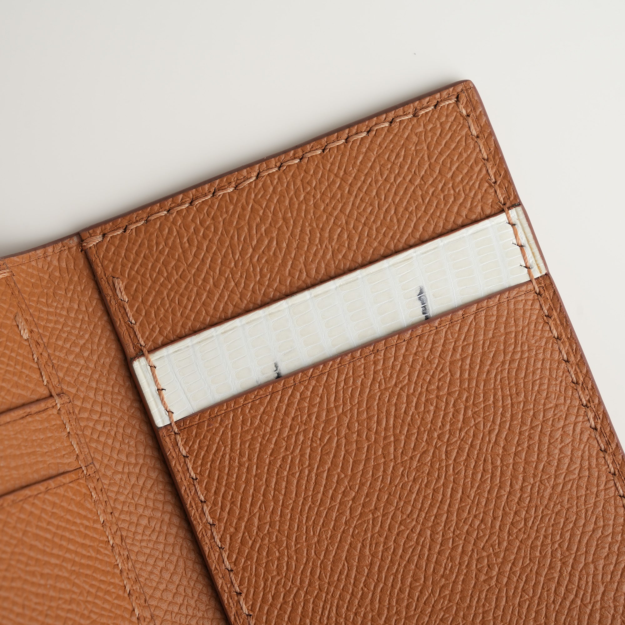 Golden Epsom mix Lizard Leather Bifold Wallet - Natural Pattern
