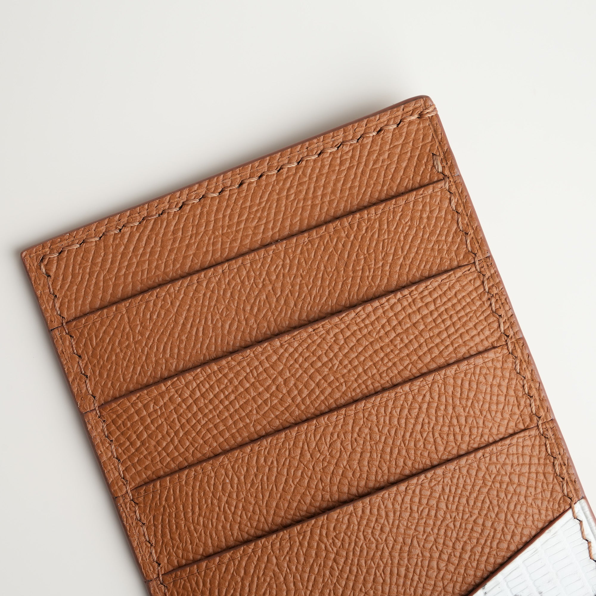 Golden Epsom mix Lizard Leather Vertical Card Holder - Natural Pattern