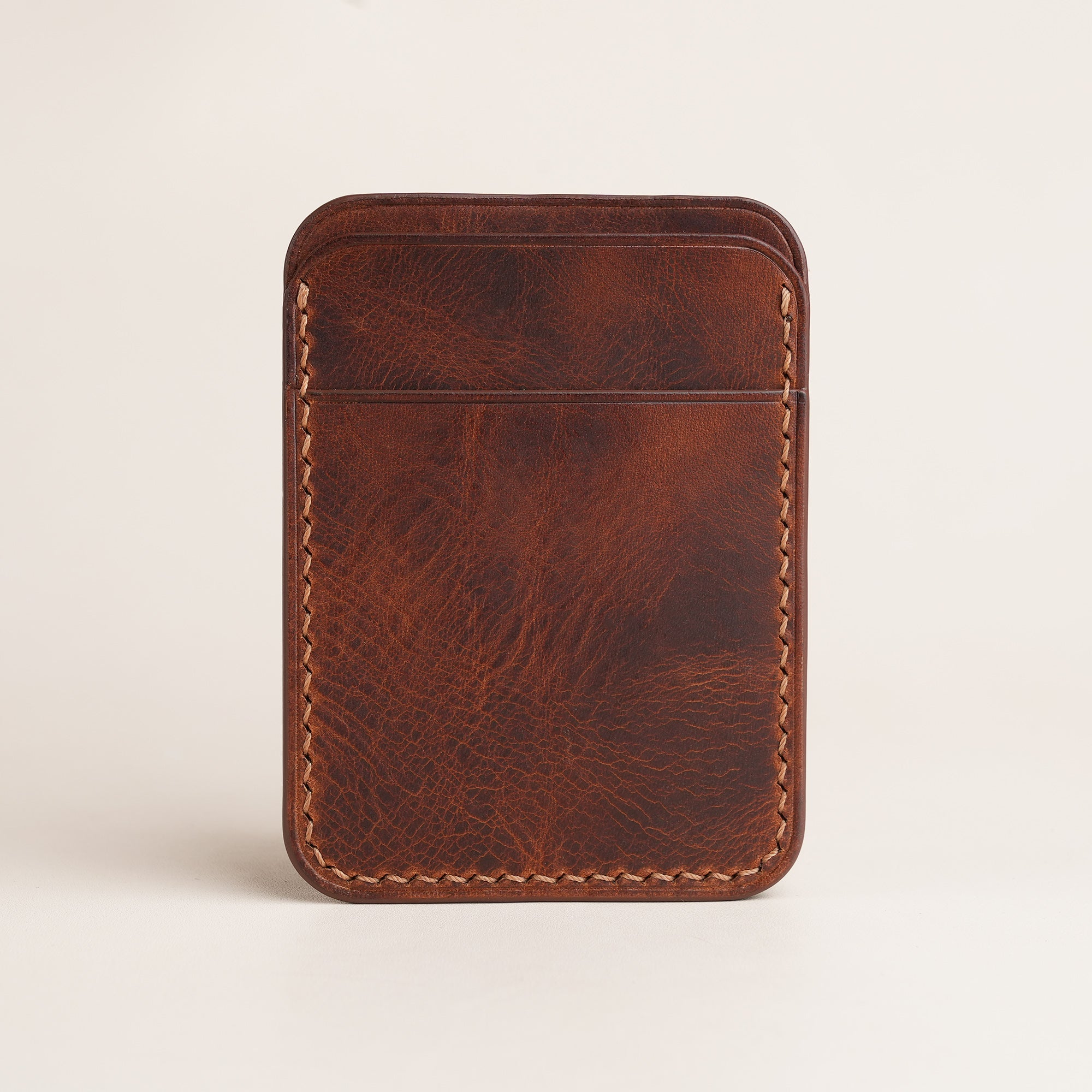 Golden Brown Badalassi Carlo Waxed Leather Money Card Clip