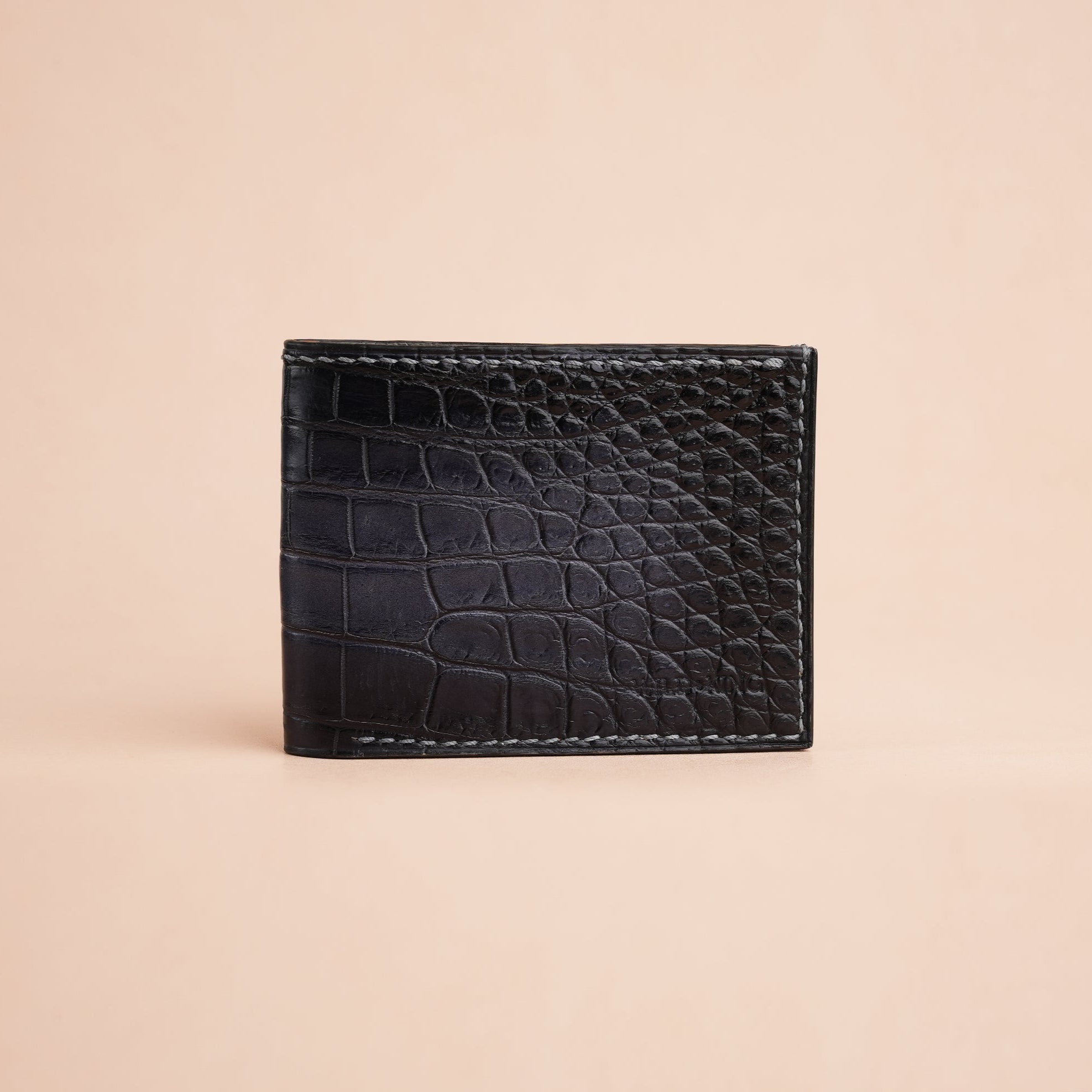 Gray Crocodile Leather Bifold Wallet