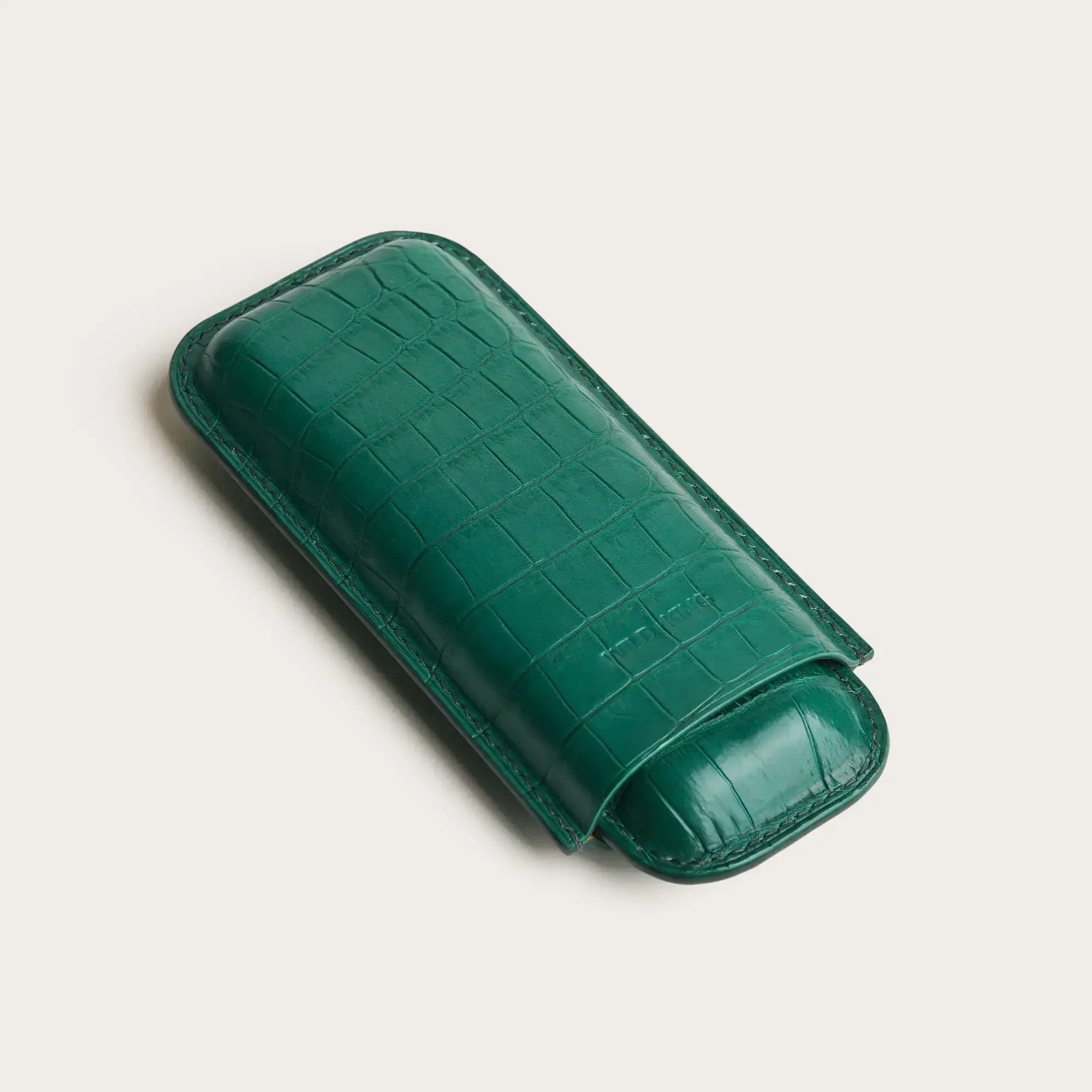 Green Crocodile Leather Cigar Case
