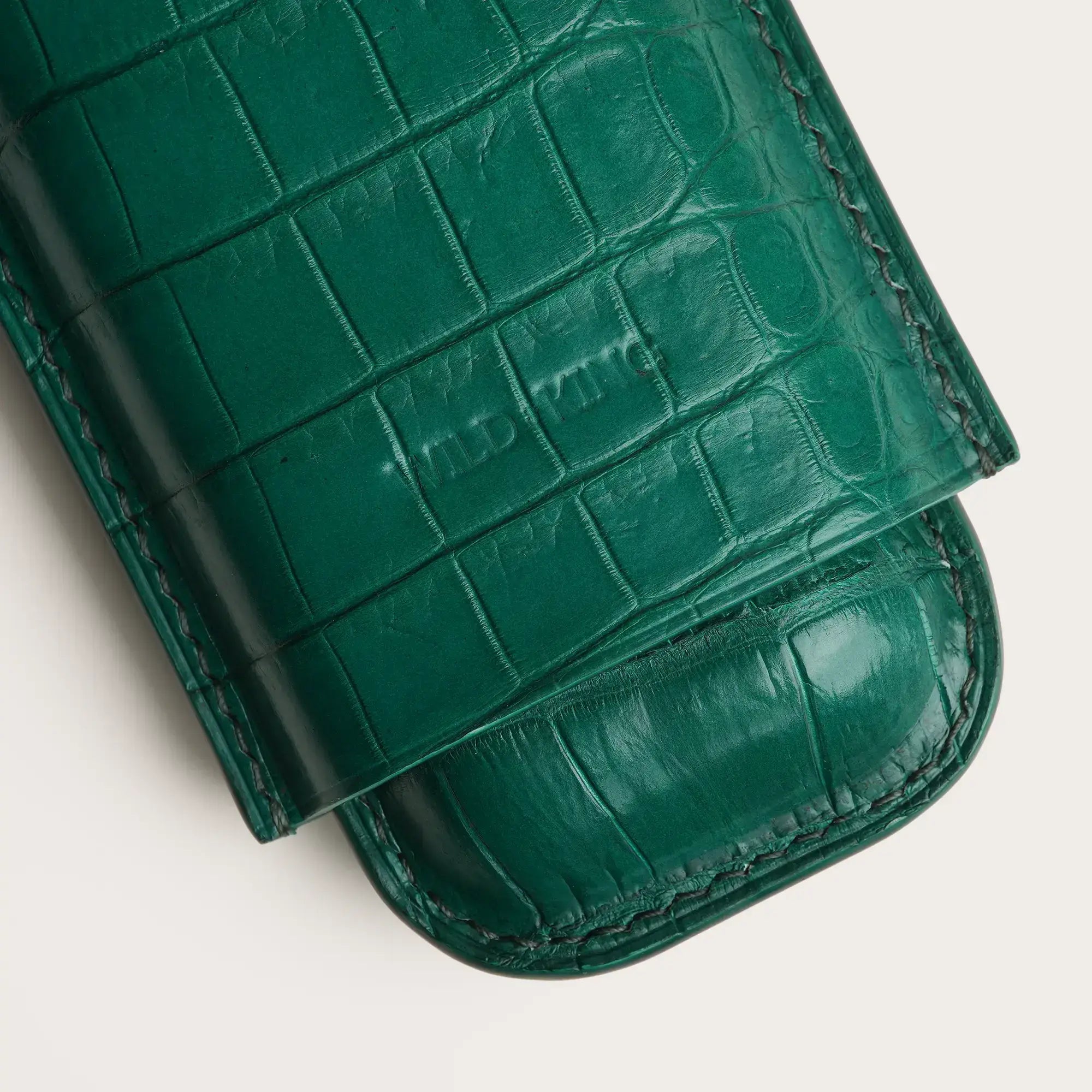 Green Crocodile Leather Cigar Case