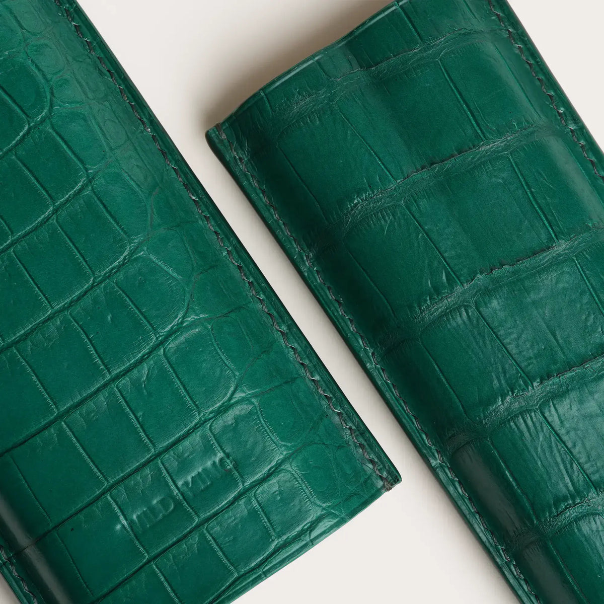 Green Crocodile Leather Cigar Case