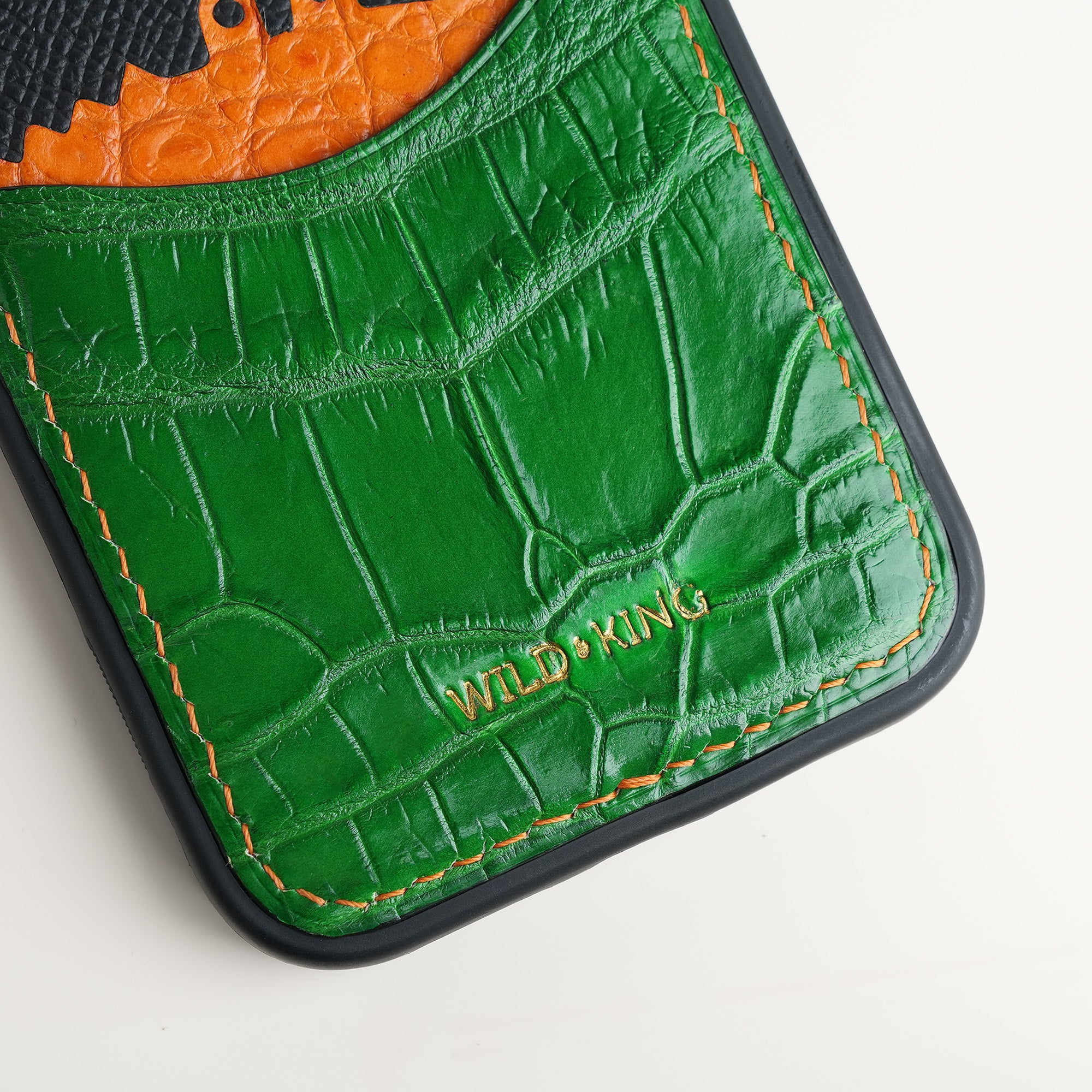 Green Crocodile Leather Iphone Case with Card Holder - Stupid Alligator