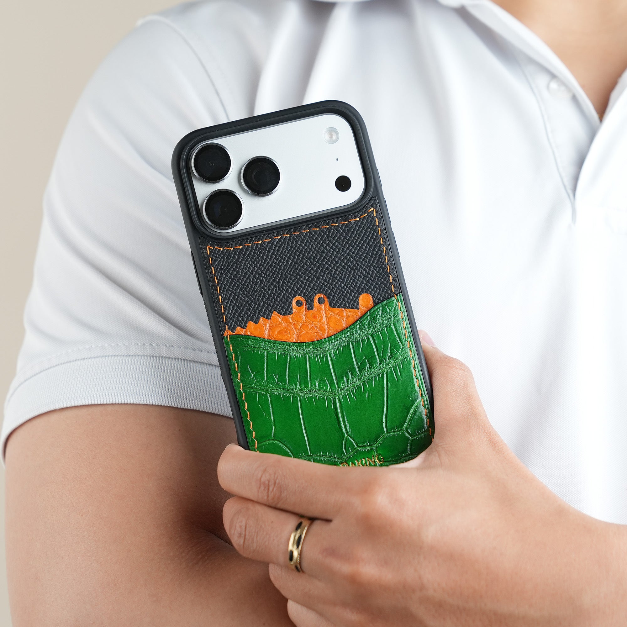 Green Crocodile Leather Iphone Case with Card Holder - Stupid Alligator