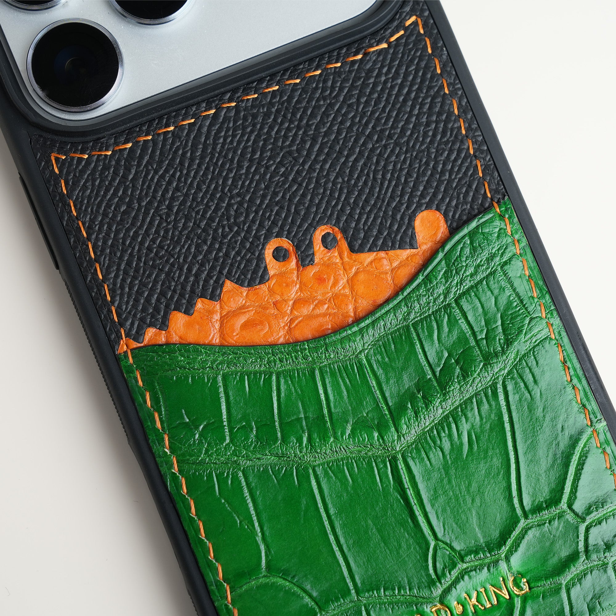 Green Crocodile Leather Iphone Case with Card Holder - Stupid Alligator