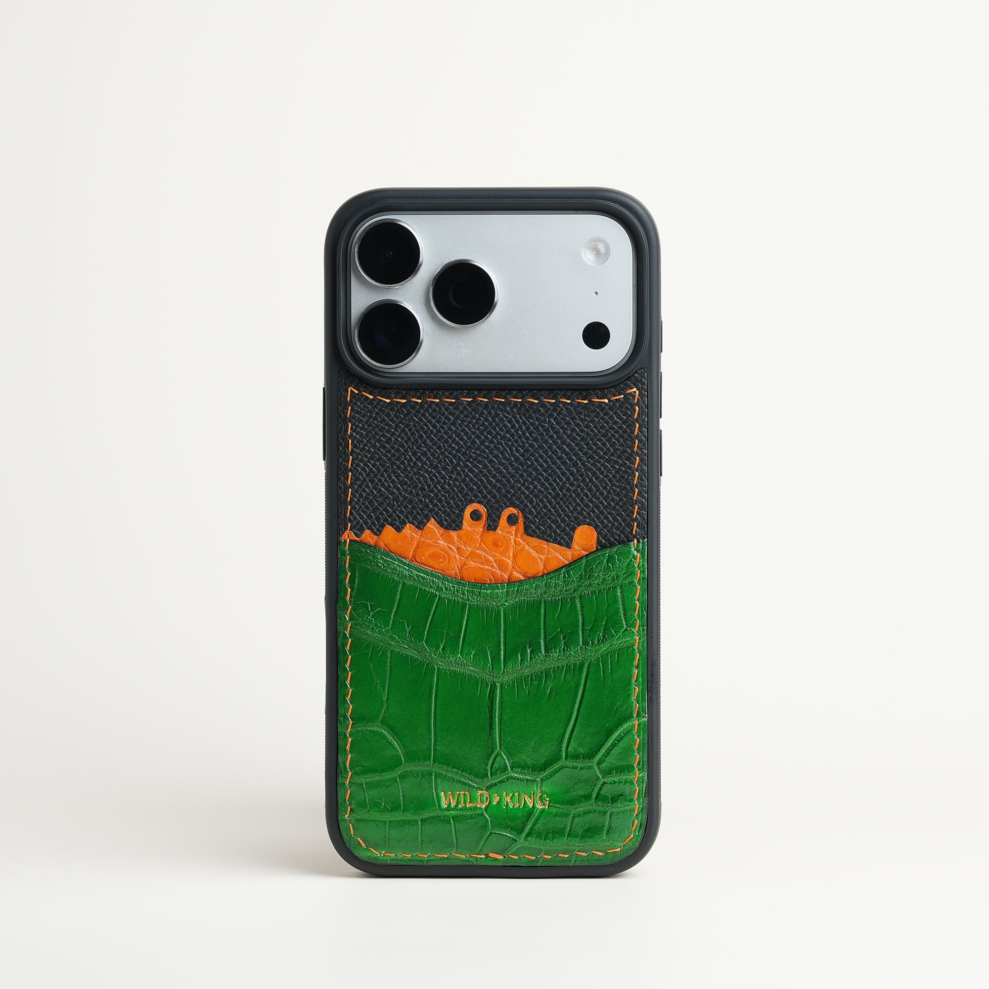 Green Crocodile Leather Iphone Case with Card Holder - Stupid Alligator