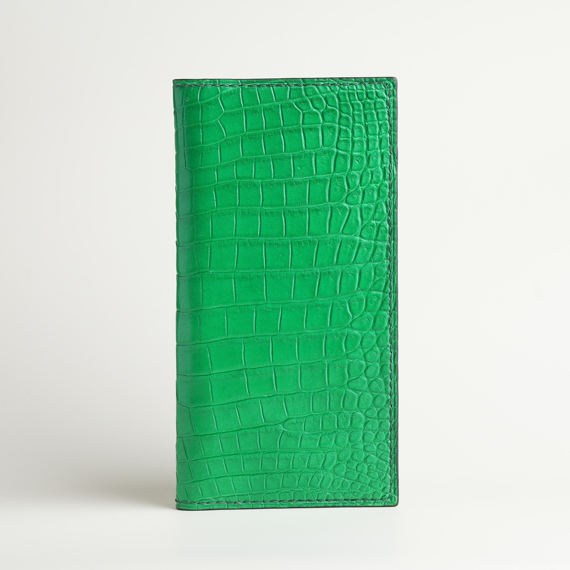 Green Crocodile Leather Long Wallet
