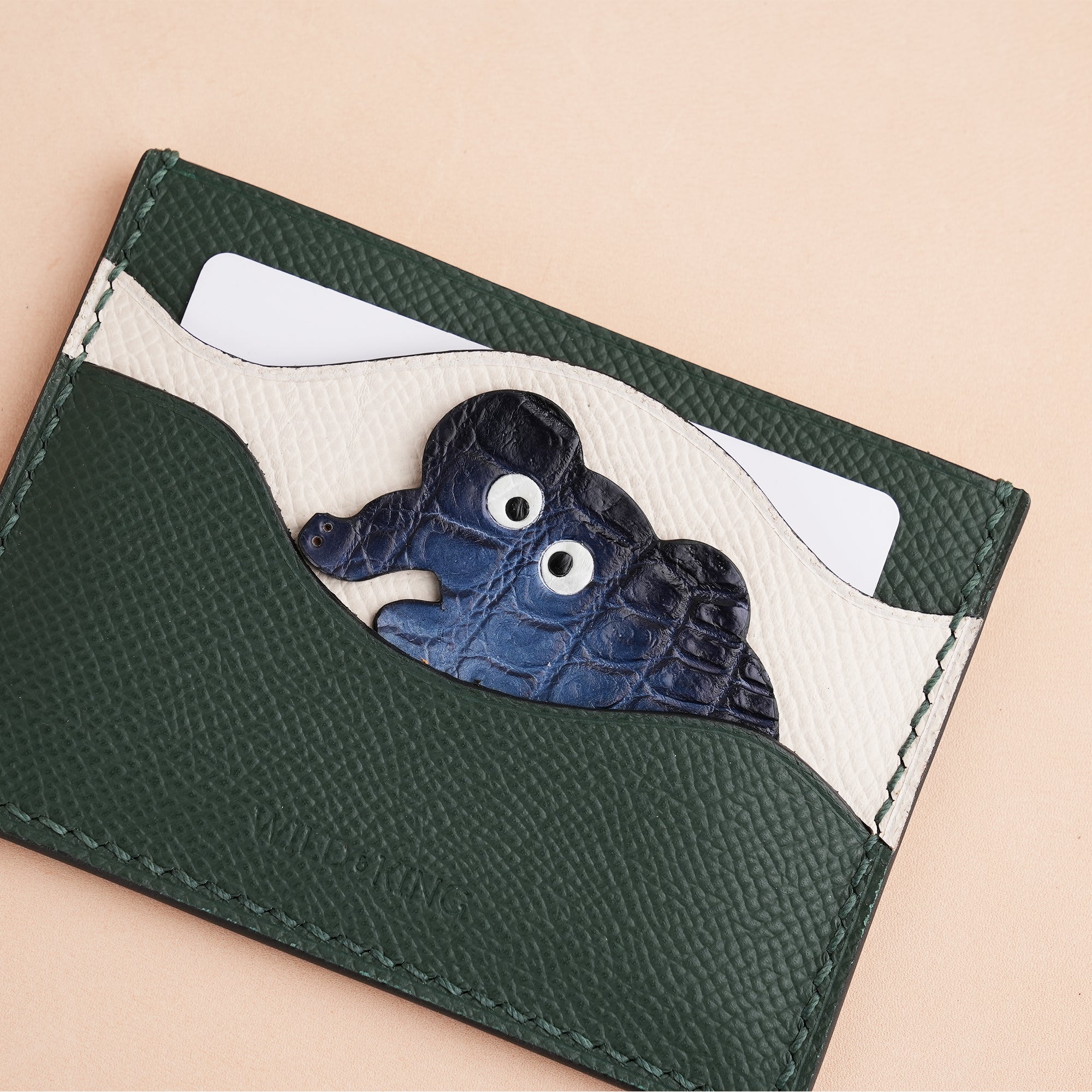 Green Epsom Leather Card Holder - Stupid Elephant