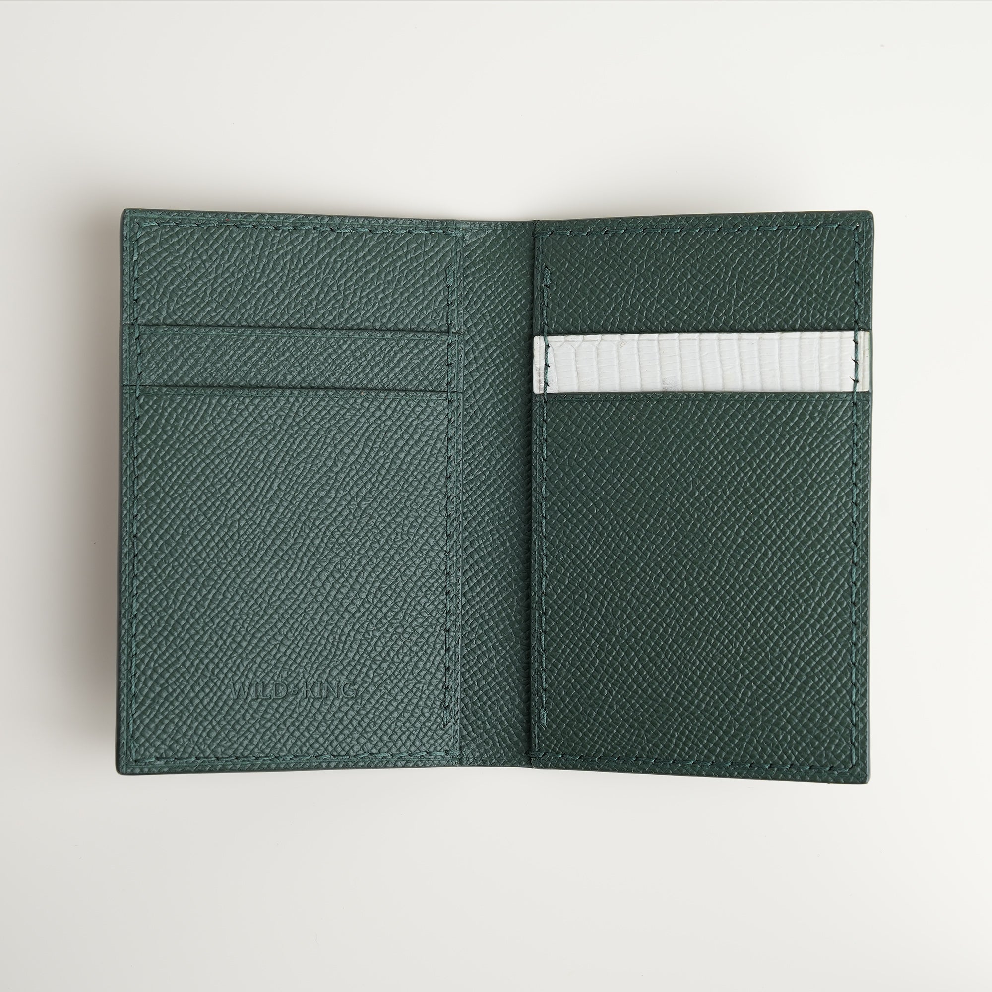 Green Epsom mix Lizard Leather Bifold Wallet - Natural Pattern