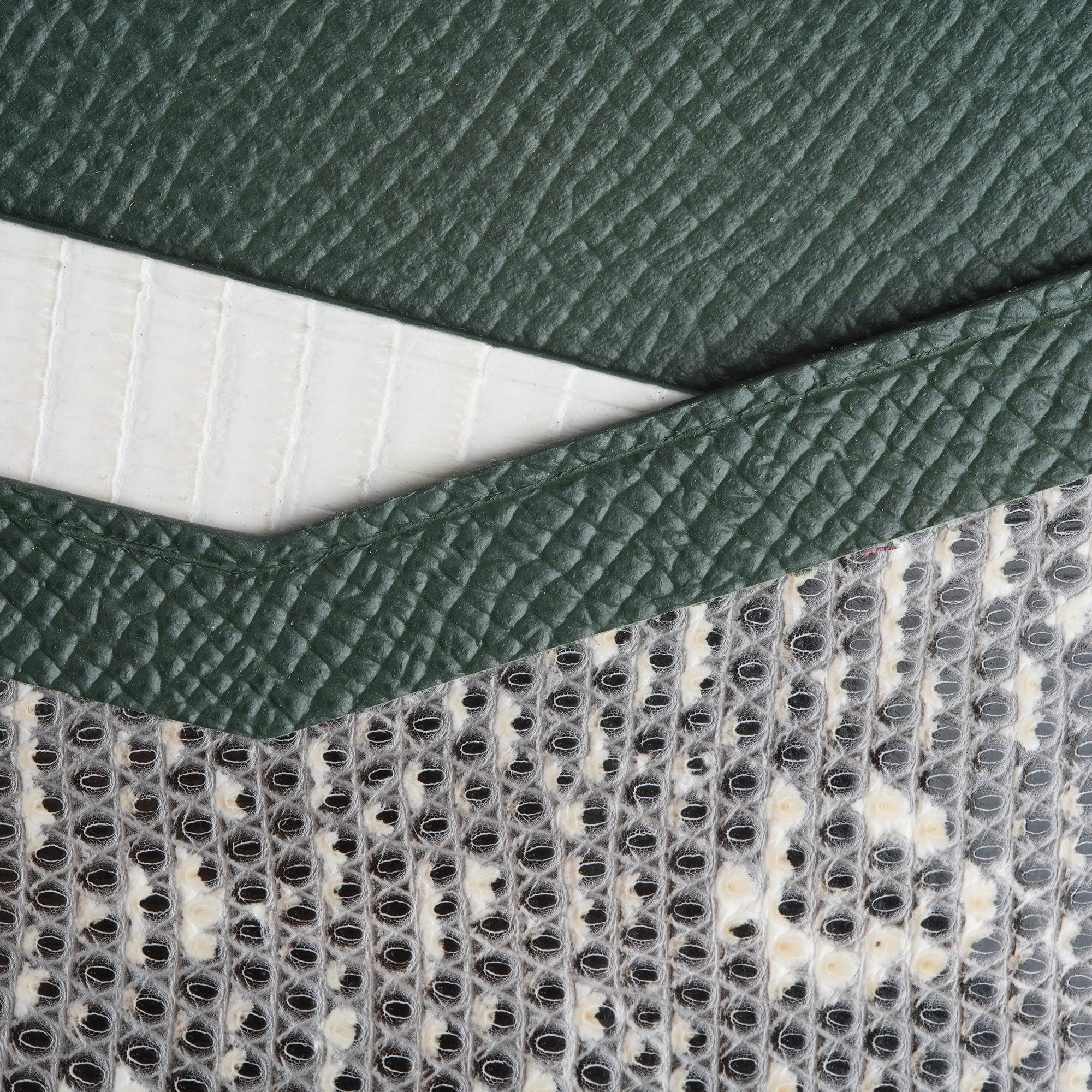 Green Epsom mix Lizard Leather Dualfold Wallet - Natural Pattern