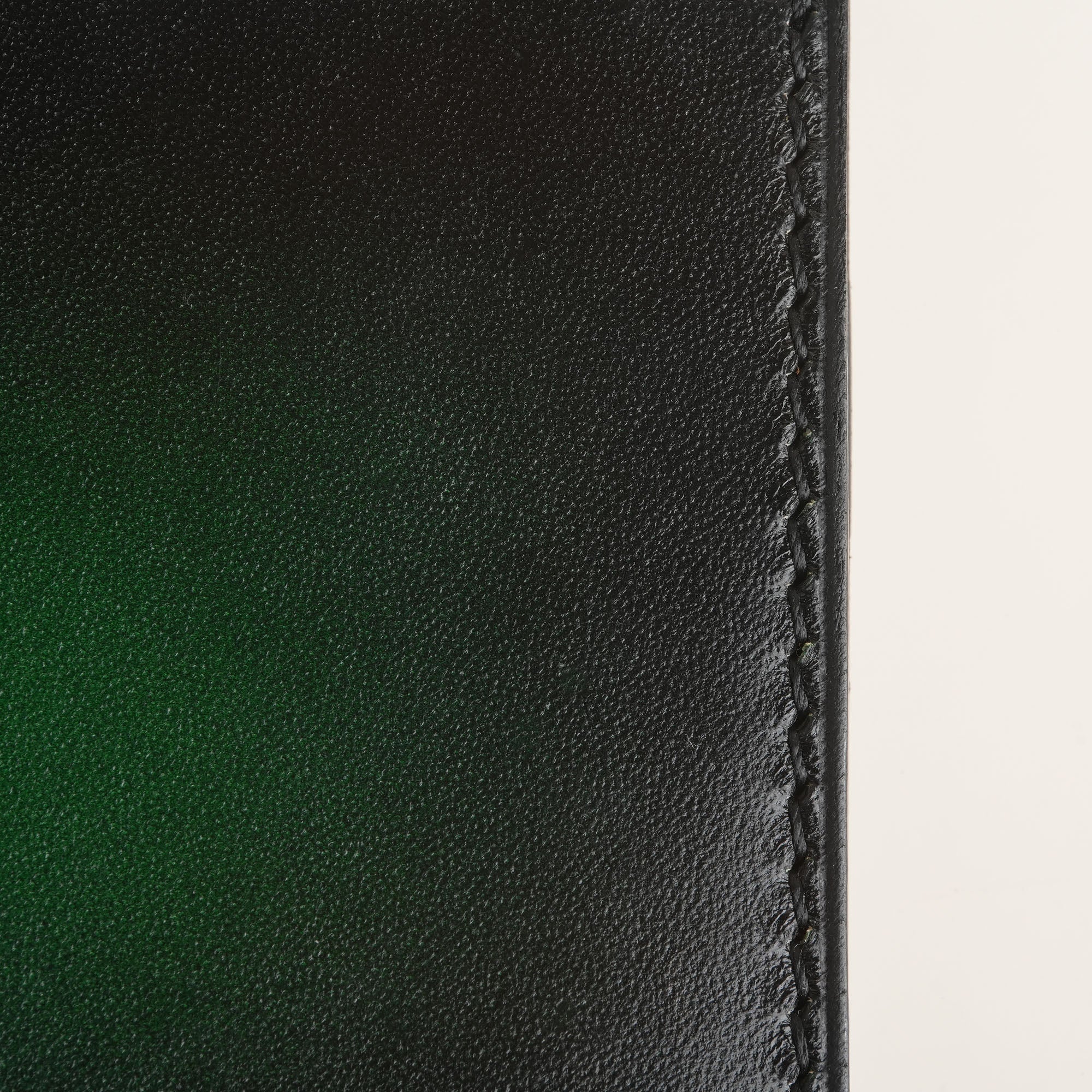 Green Leather Wing Bifold Wallet - Fox Design - Patina Finish