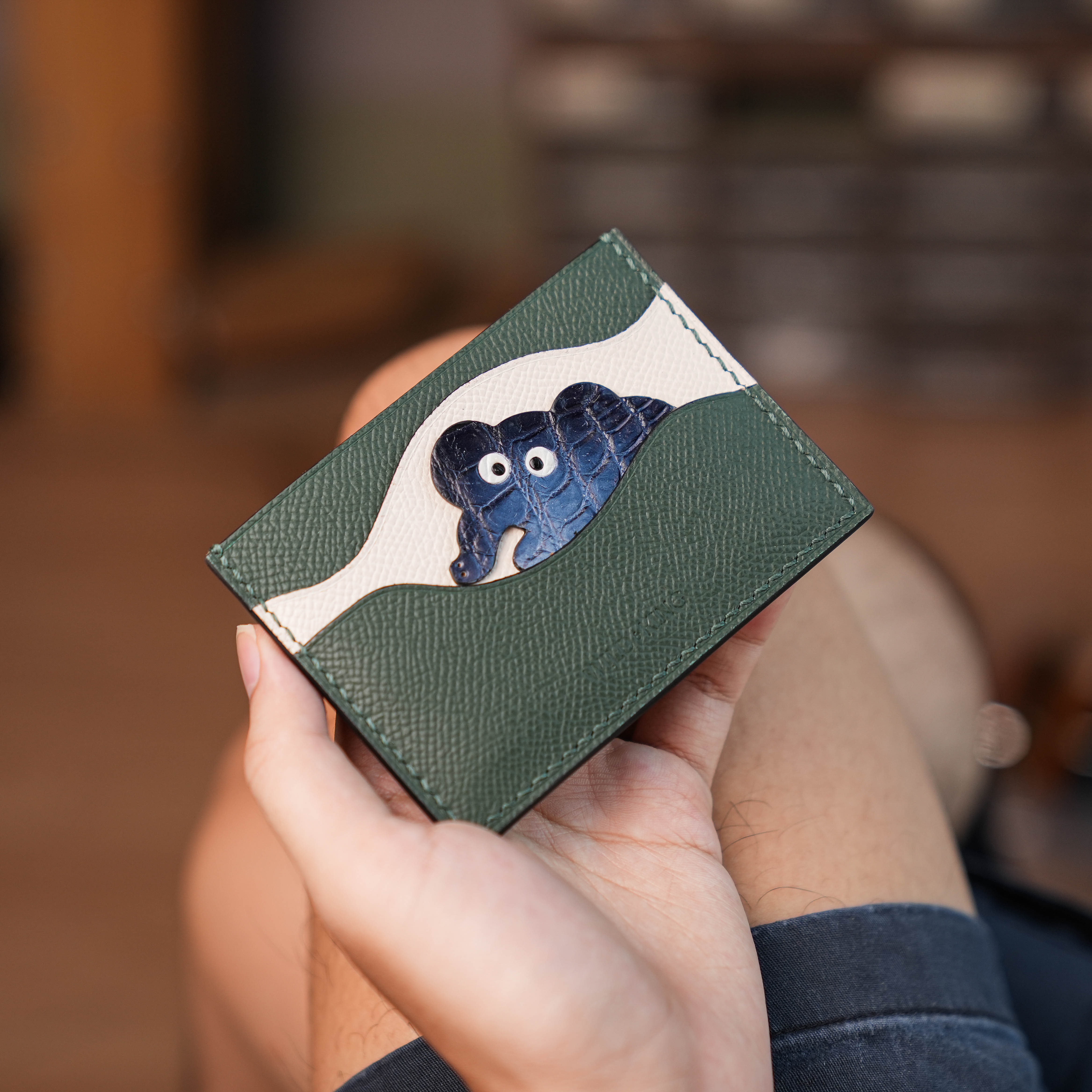 Green Epsom Leather Card Holder - Stupid Elephant