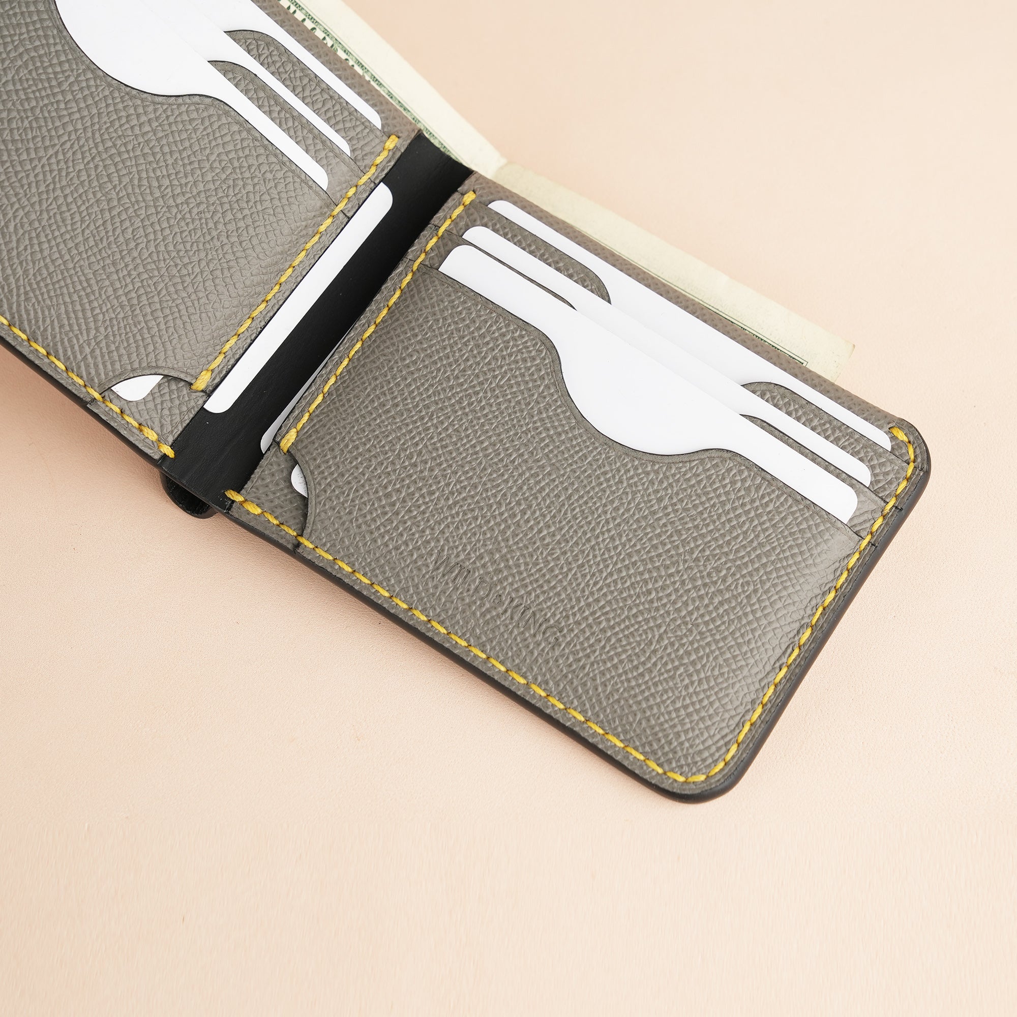 Grey Epsom Leather Wing Bifold Wallet - Camel Stupid