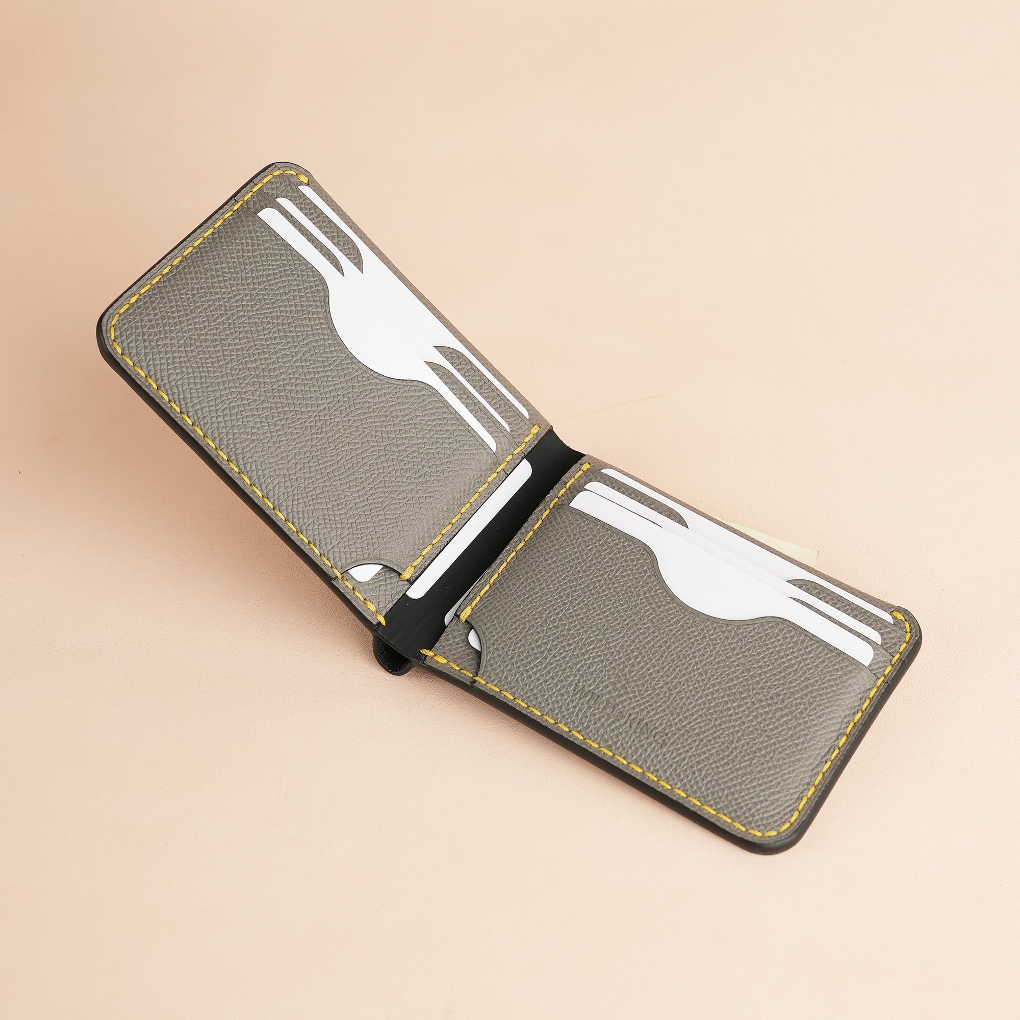 Grey Epsom Leather Wing Bifold Wallet - Camel Stupid