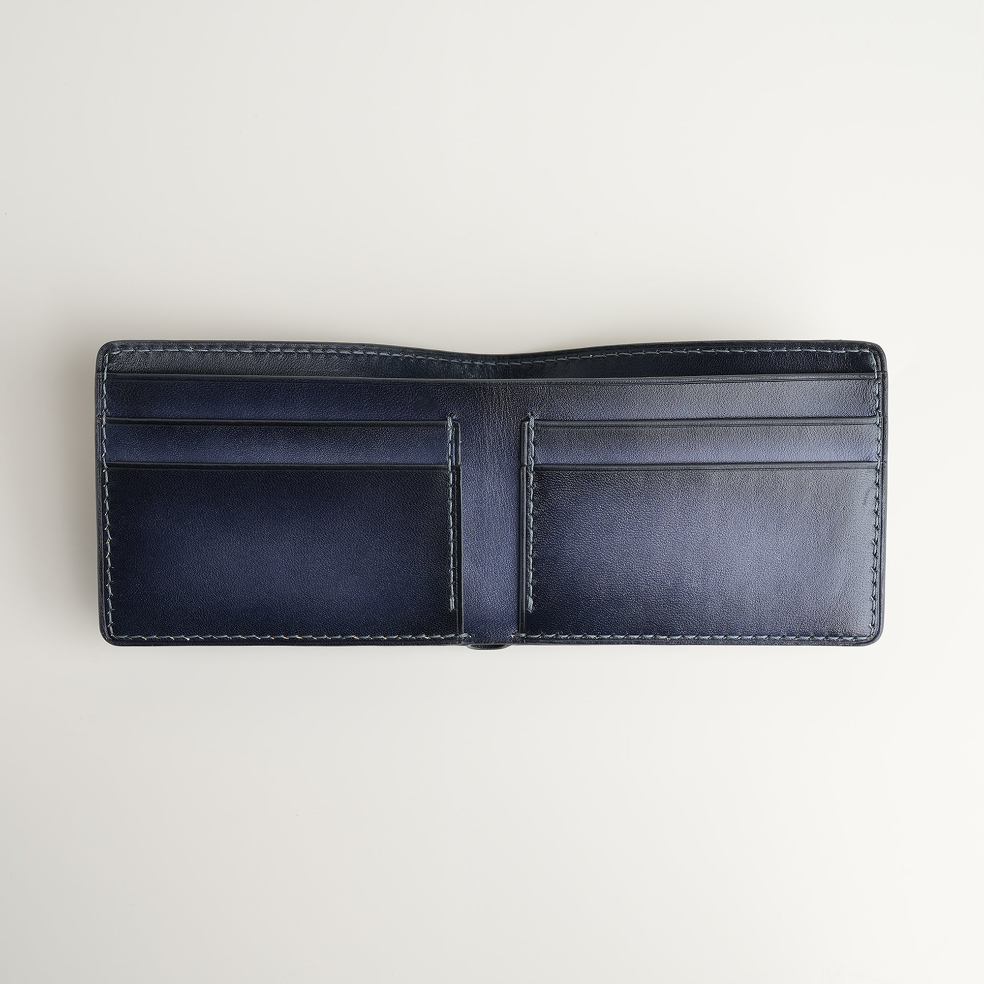 Grey Leather Wing Bifold Wallet - Patina Finish