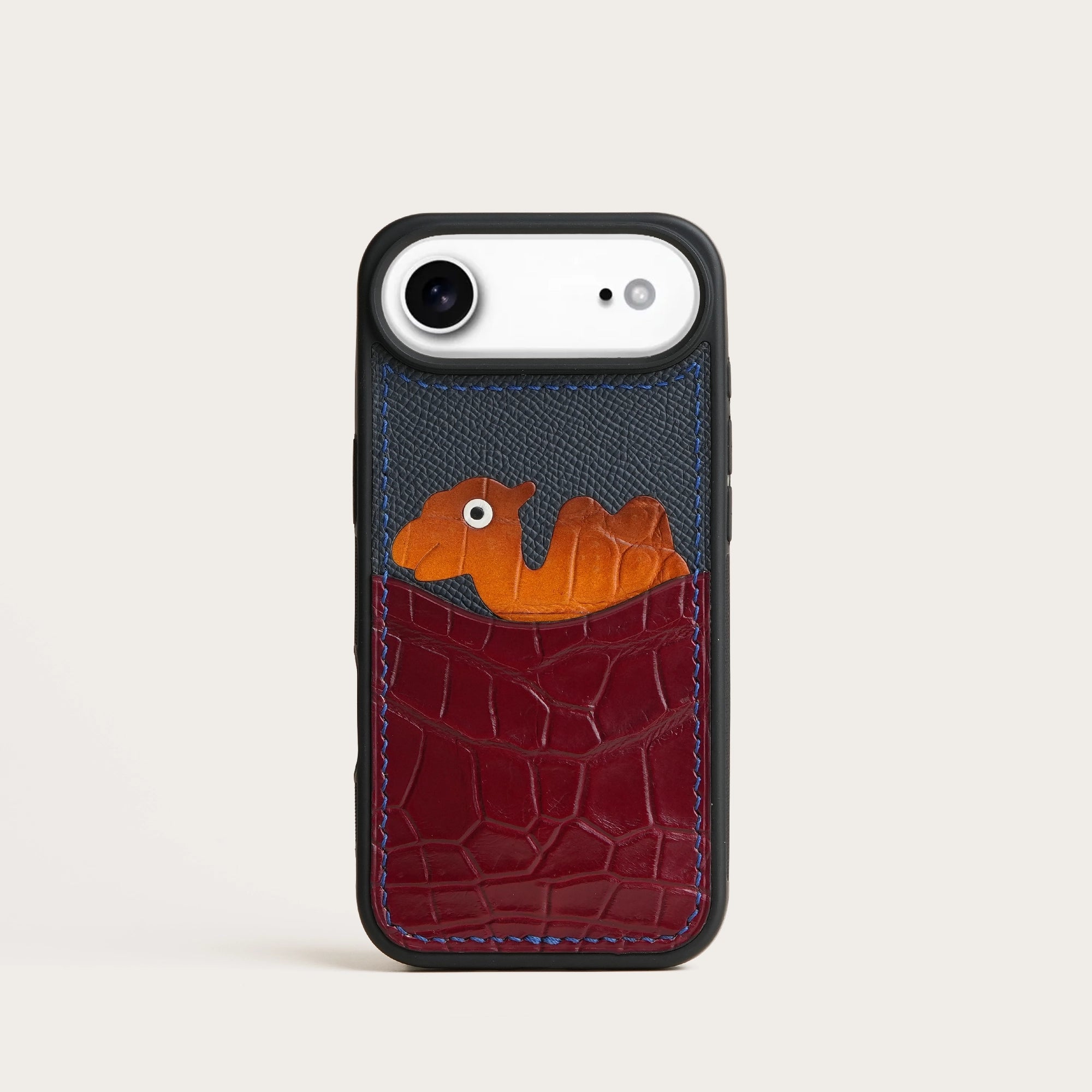 Burgundy Crocodile Leather Iphone Case with Card Holder - Stupid Camelo