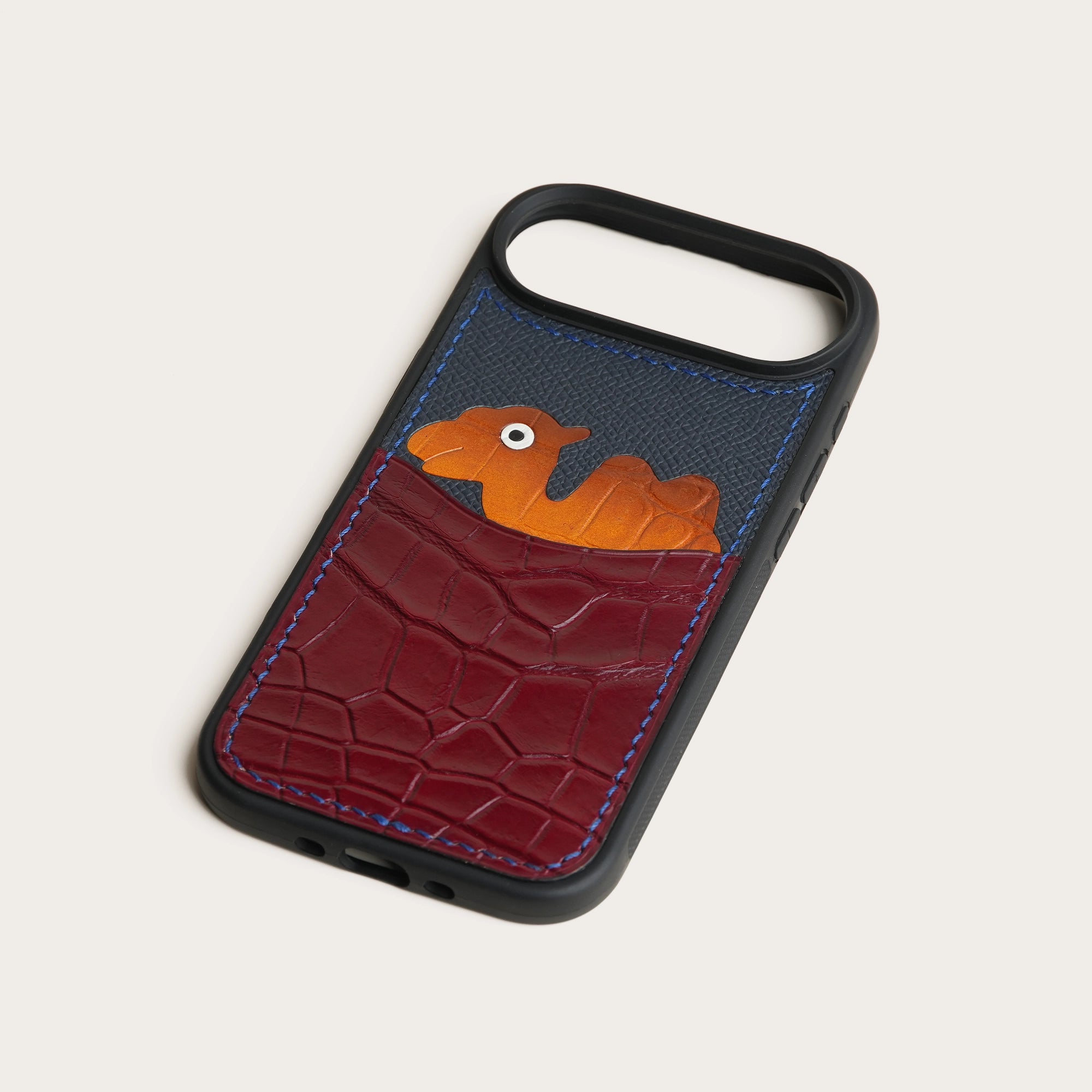 Burgundy Crocodile Leather Iphone Case with Card Holder - Stupid Camelo