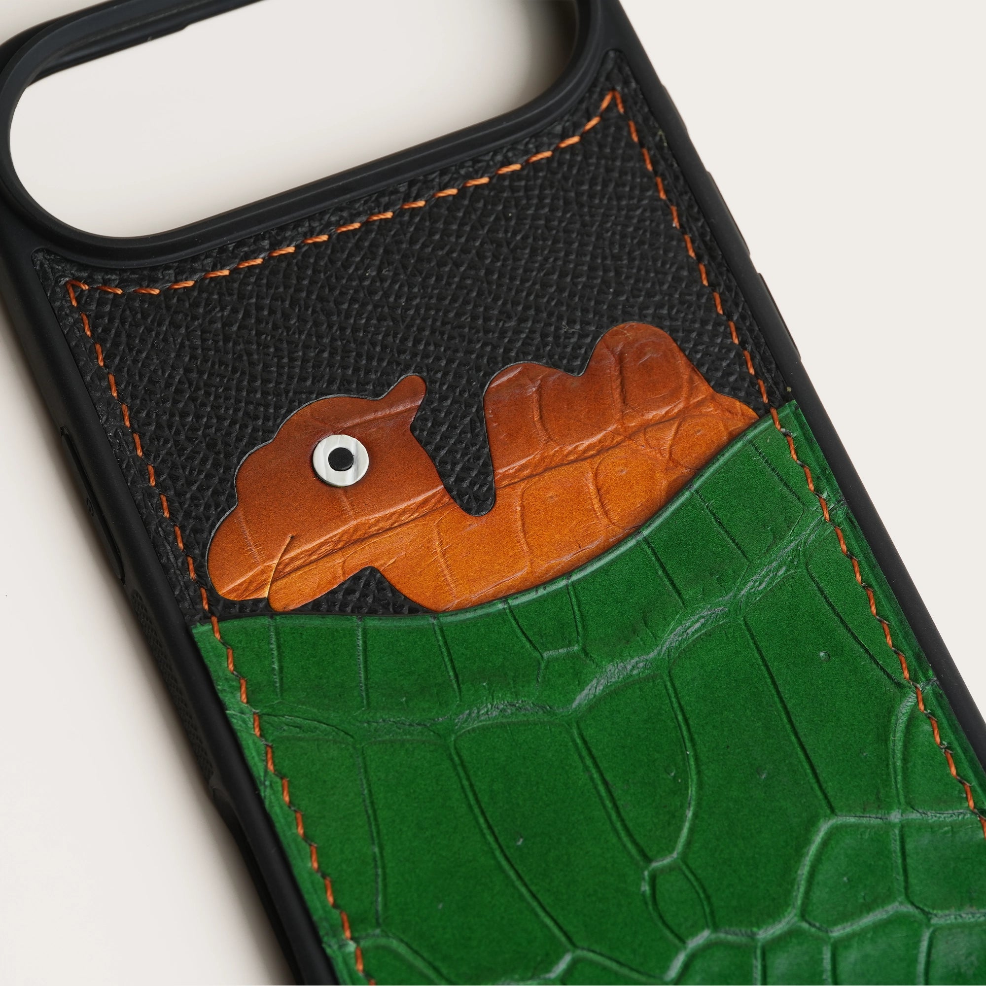 Green Crocodile Leather Iphone Case with Card Holder - Stupid Camelo