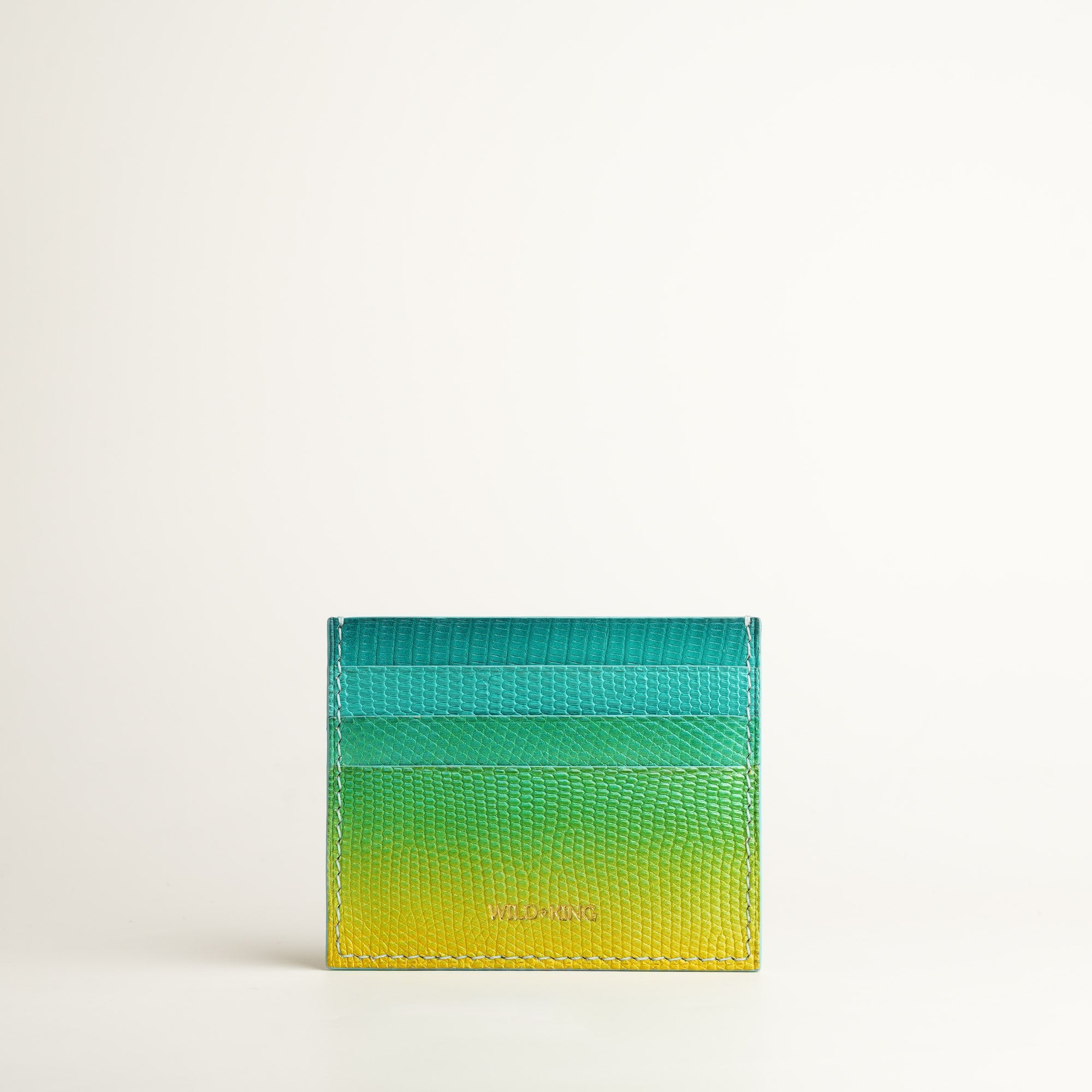 Kelly Green Lizard Leather Card Holder - Patina Finish | Wild & King