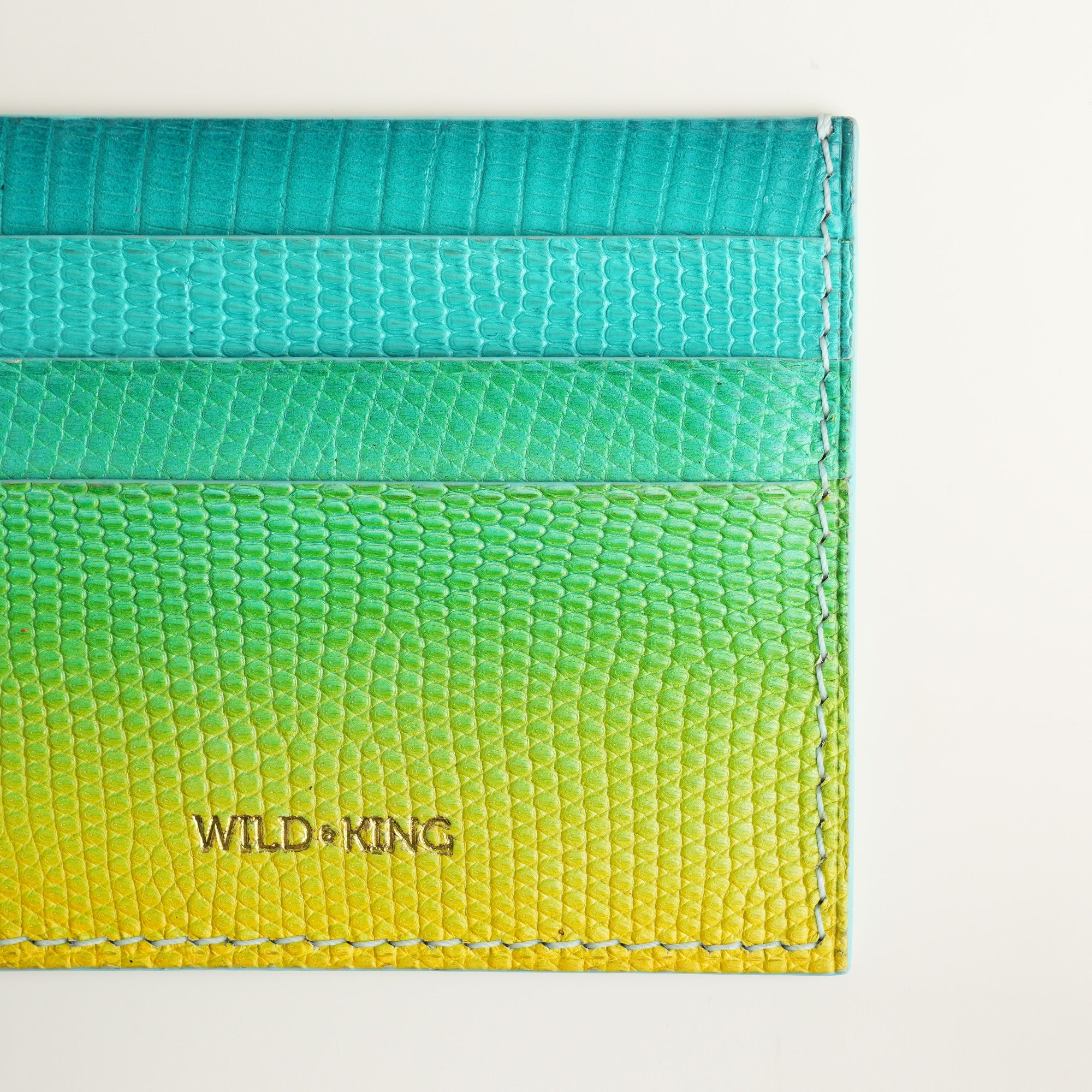 Kelly Green Lizard Leather Card Holder - Patina Finish