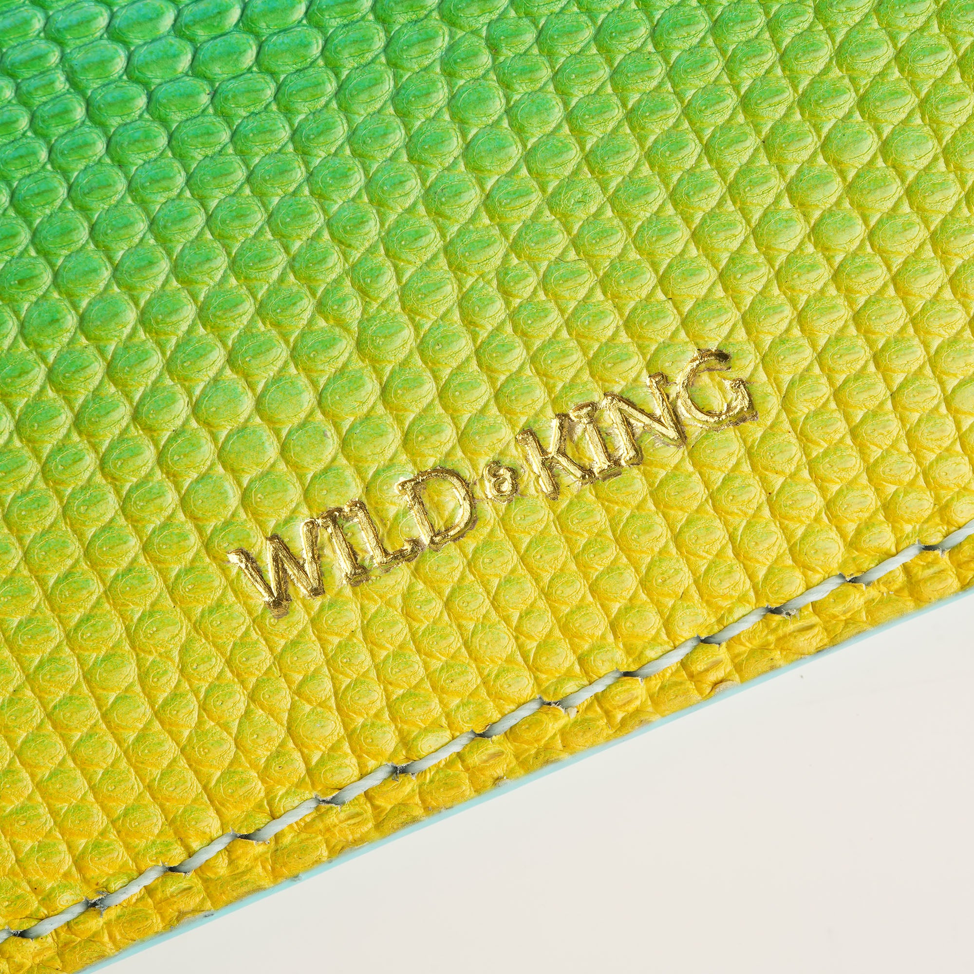 Kelly Green Lizard Leather Card Holder - Patina Finish