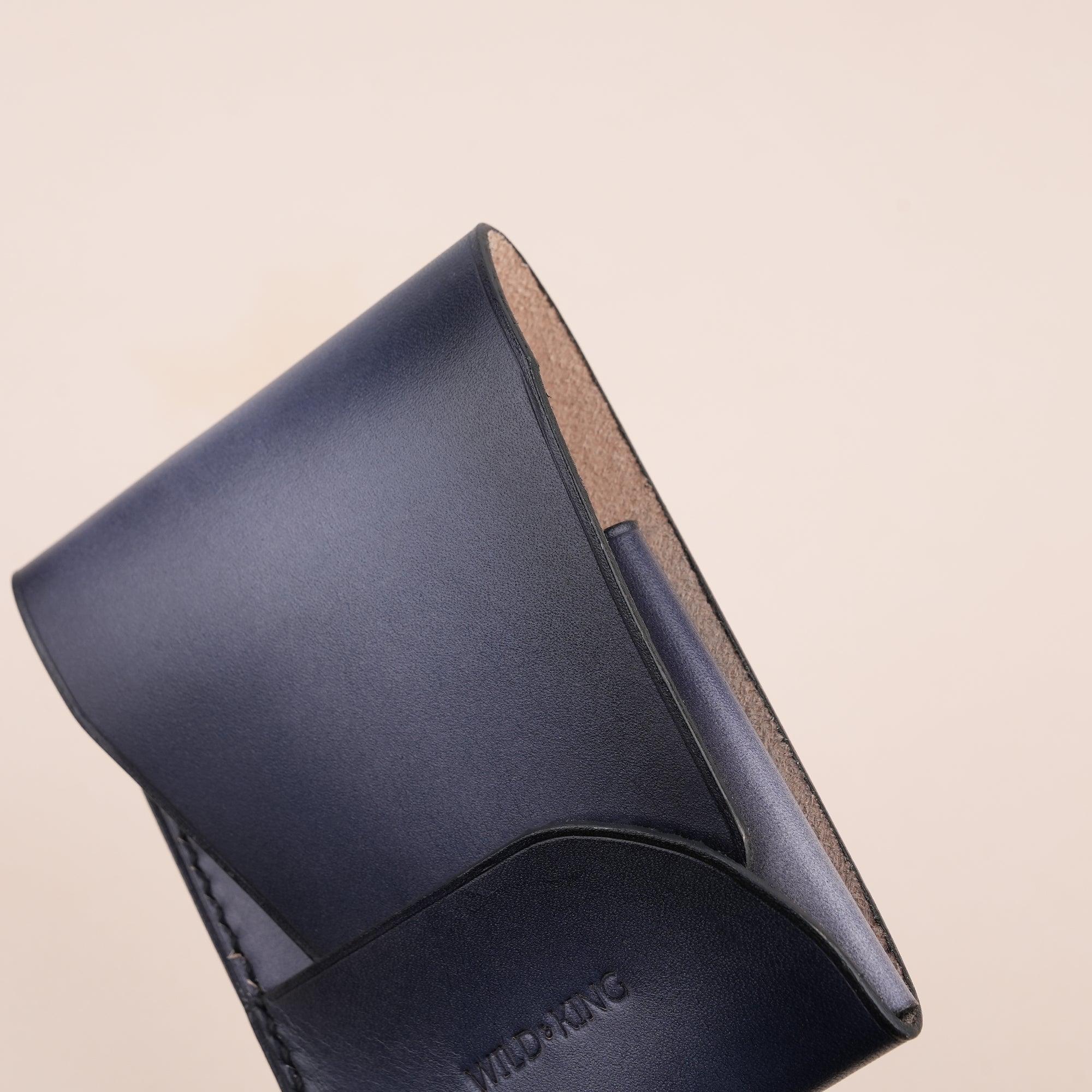 Patina Black Leather Snap Card Holder - WildandKing