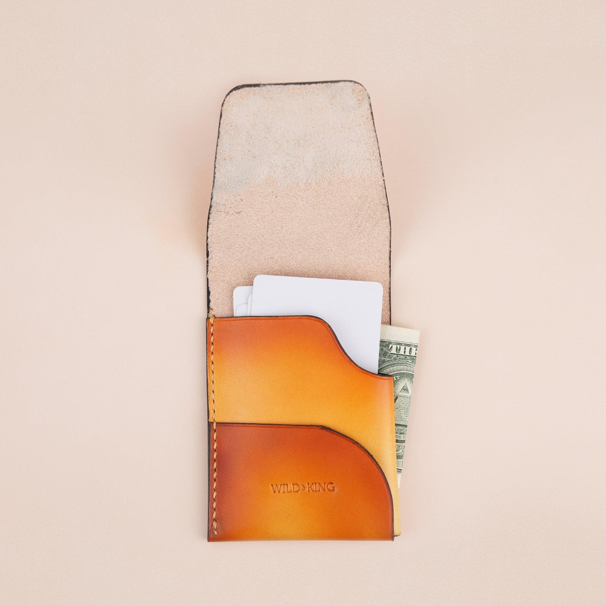 Patina Golden Leather Snap Card Holder - WildandKing