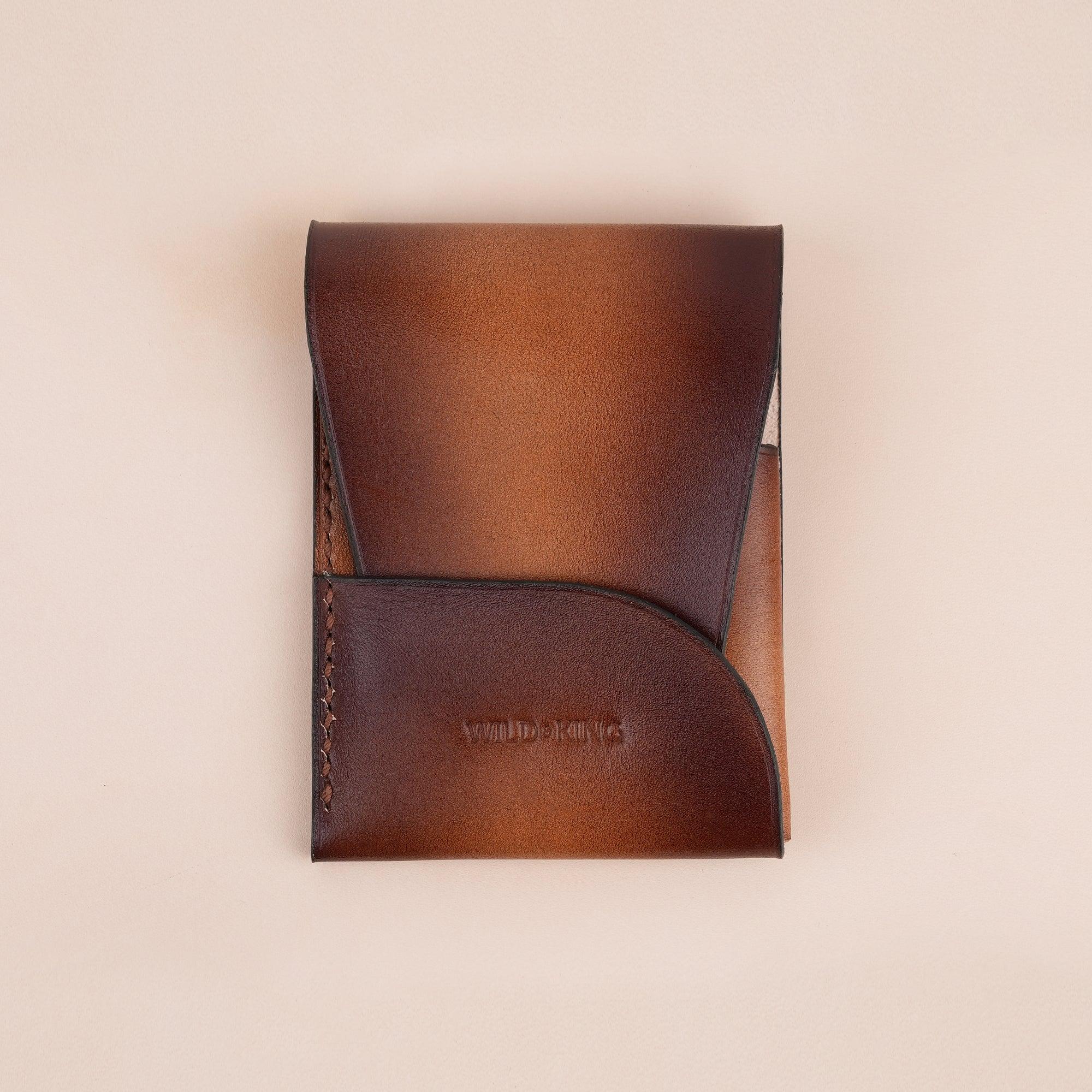 Patina Dark Brown Leather Snap Card Holder - WildandKing