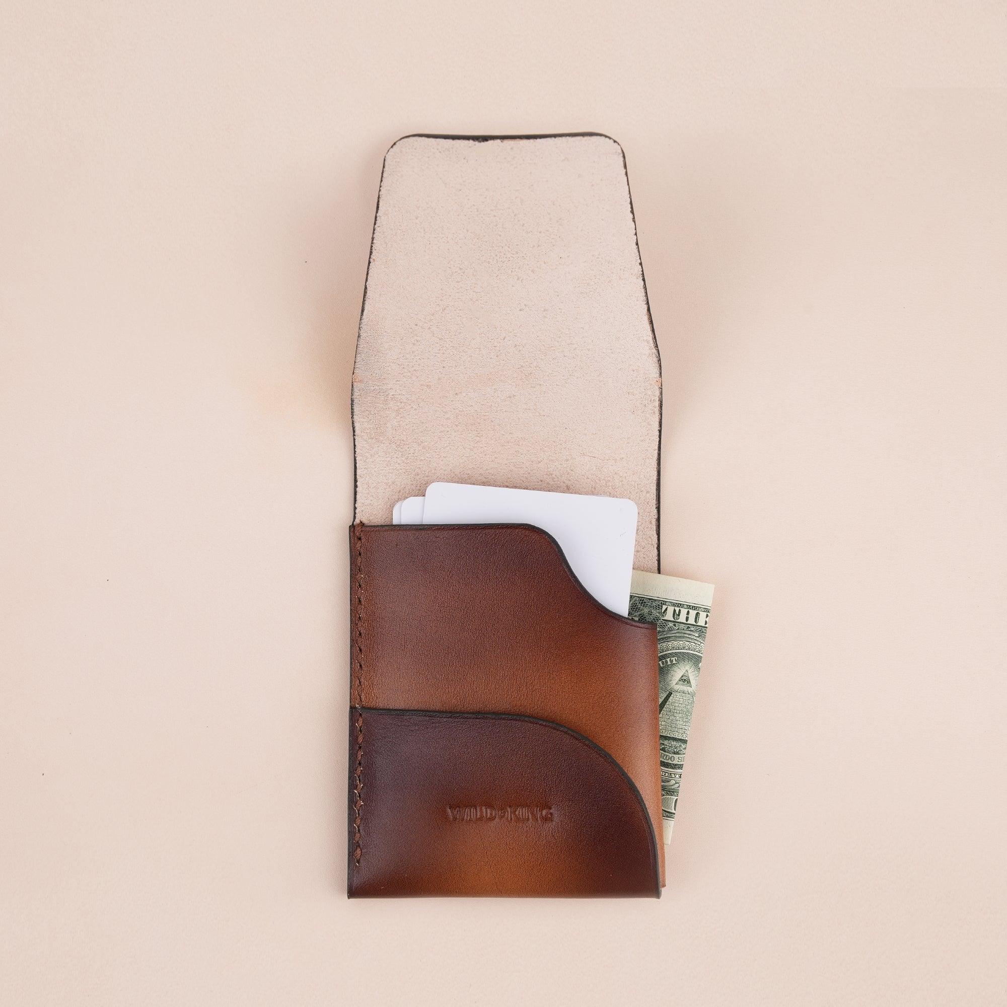 Patina Dark Brown Leather Snap Card Holder - WildandKing