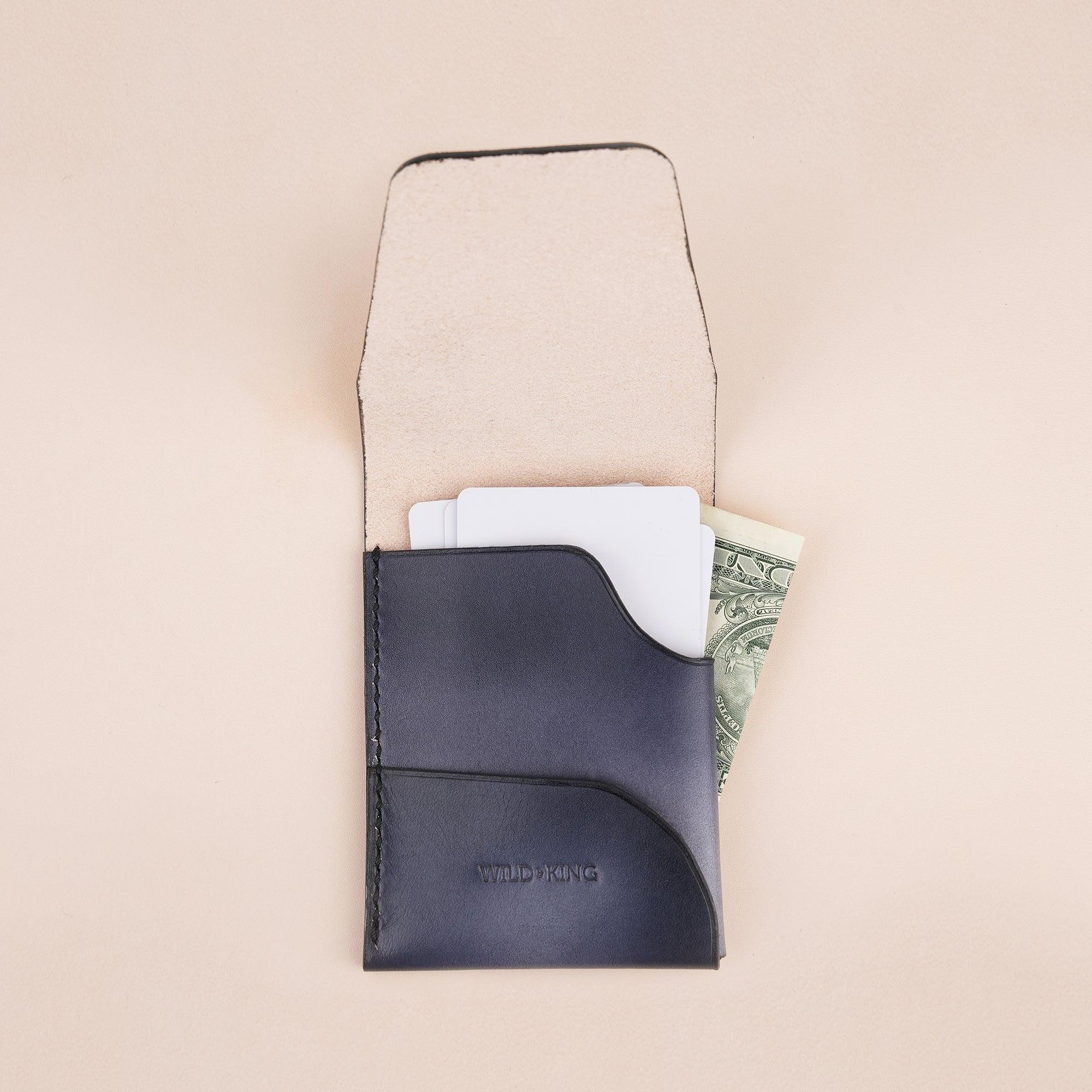 Patina Black Leather Snap Card Holder - WildandKing